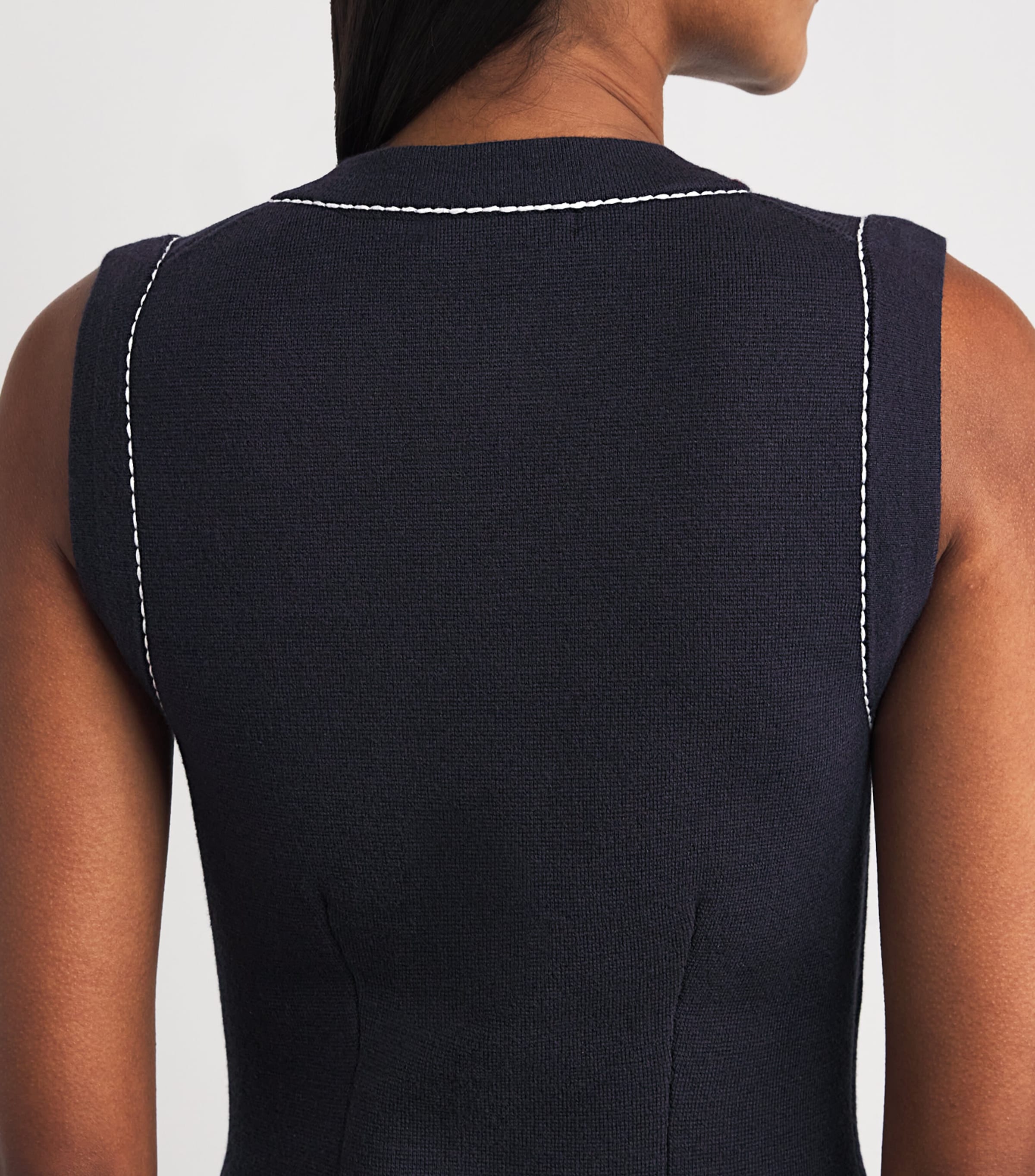 Constrast-Stitch Mini Dress NAVY Image 6