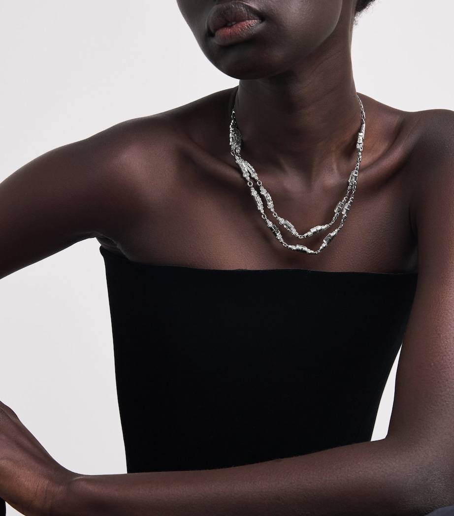 Double Crystal Necklace 0001 CRY-SILVER Image 4