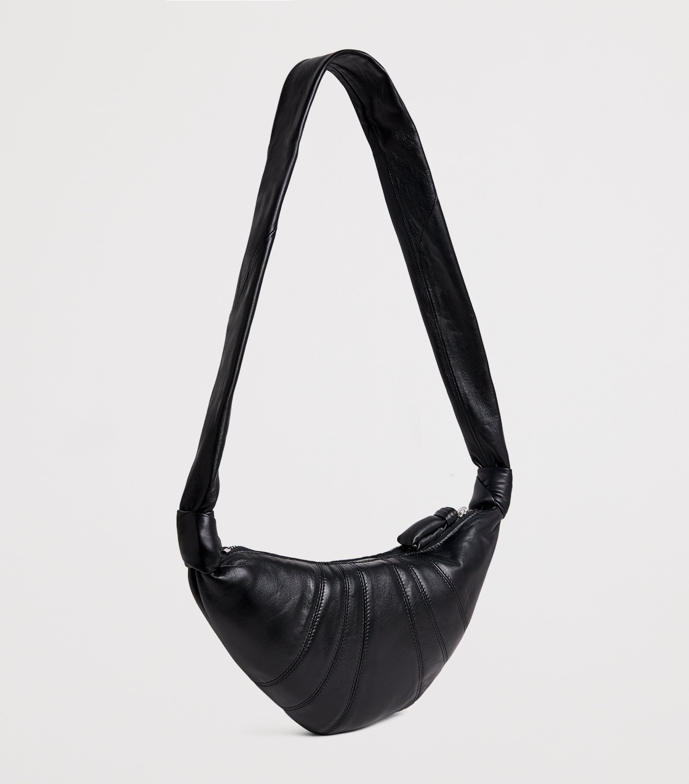 Small Nappa Leather Croissant Cross-Body Bag BK999 BLACK Image 3