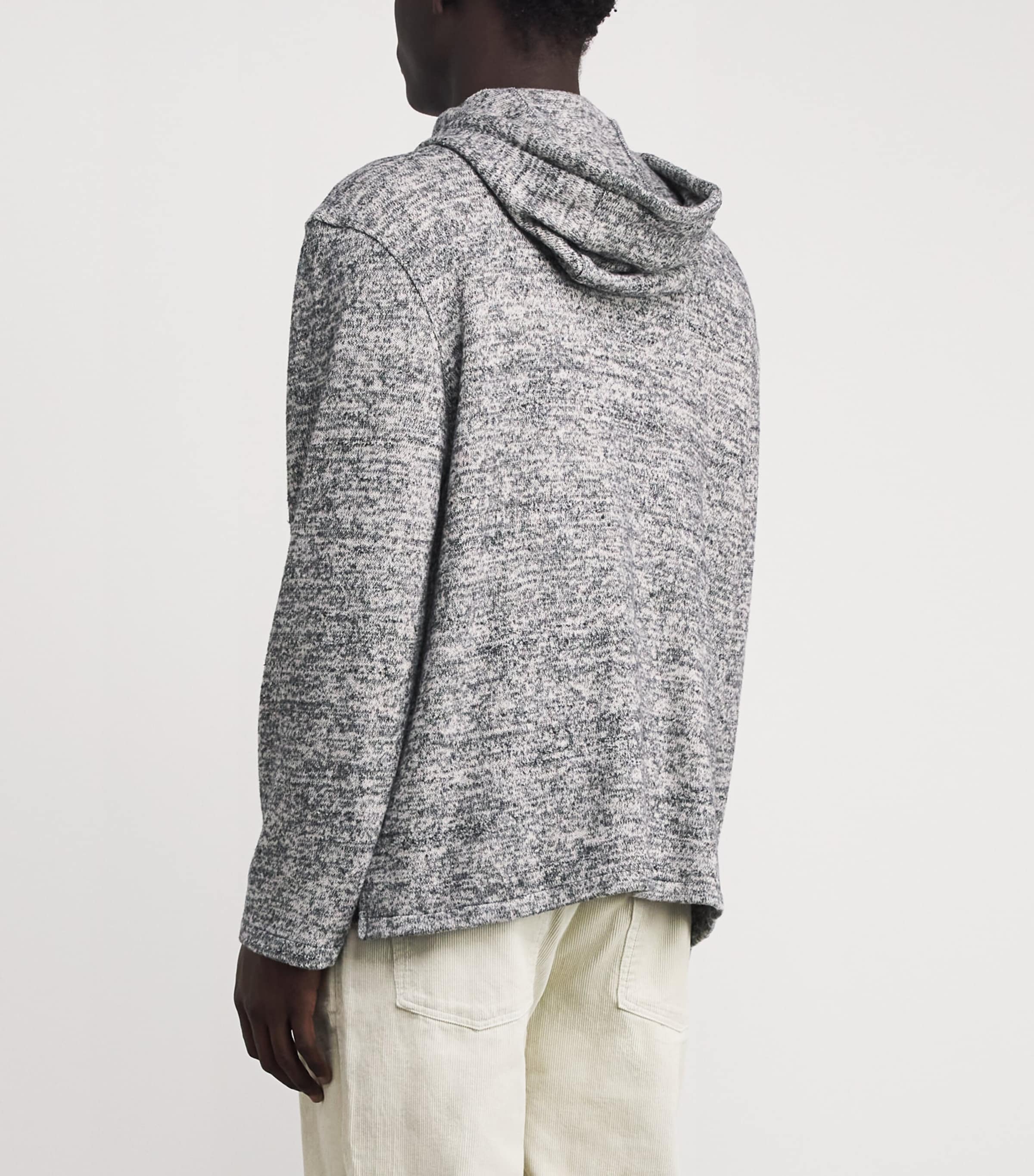 Cotton-Blend Button-Up Basile Hoodie HTRGREY/WHITE Image 4