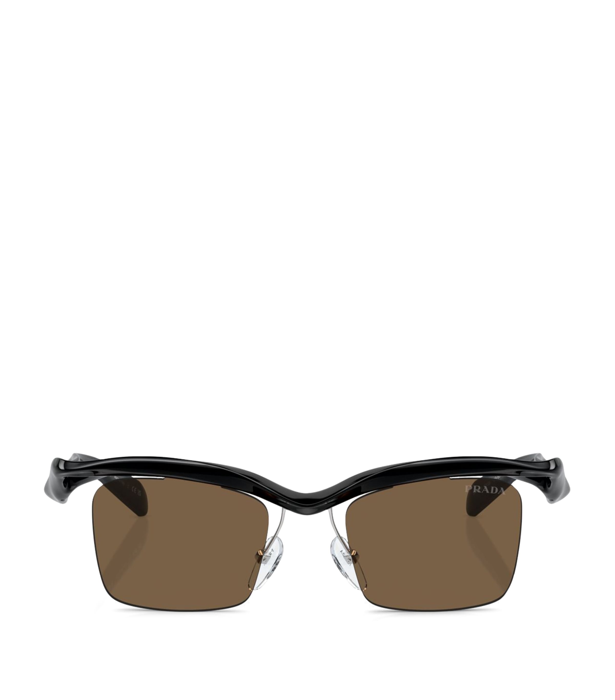 Prada Sculptural Square Runway Sunglasses In Gold
