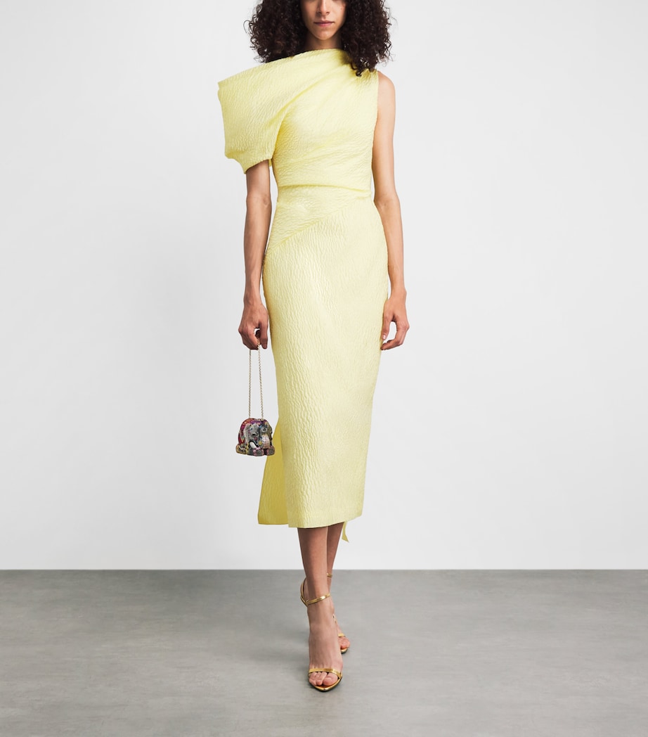 Roksanda Womens Cloqué One-Shoulder Maite Midi Dress Limoncello Image 2