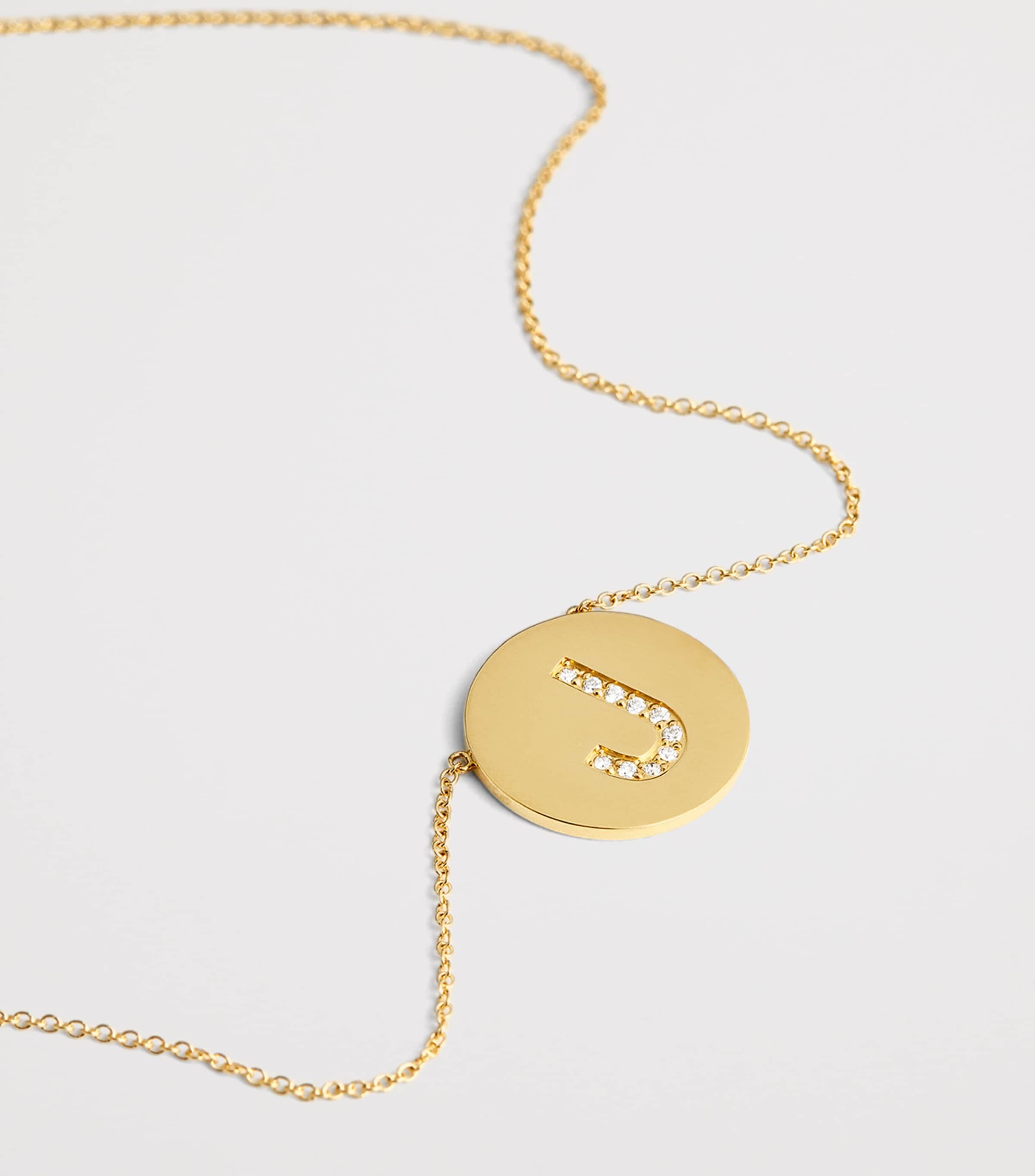 Yellow Gold and Diamond Alphabet J Necklace YELLOW GOLD Image 4