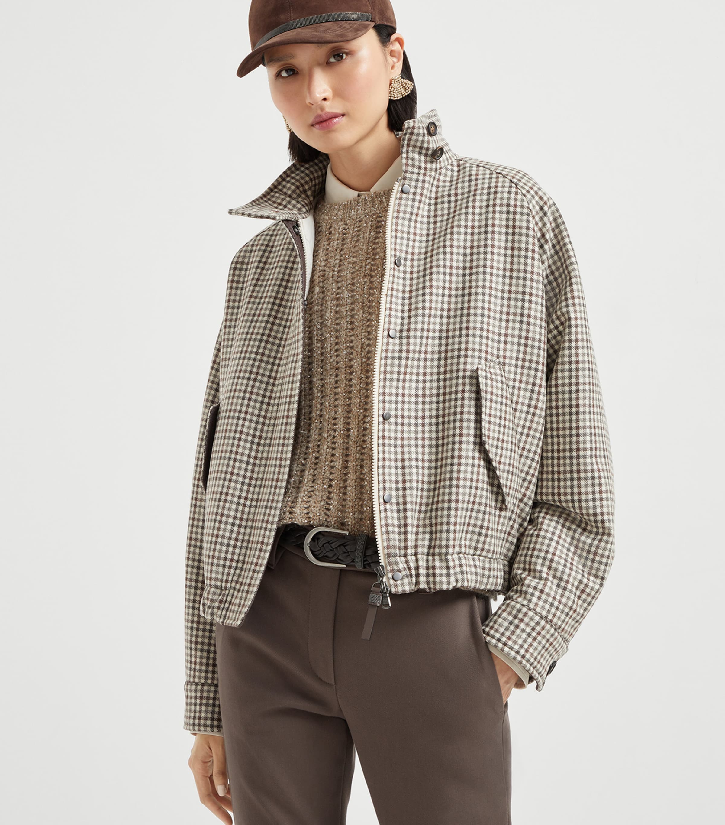 Virgin Wool Check Bomber Jacket C001 Image 2