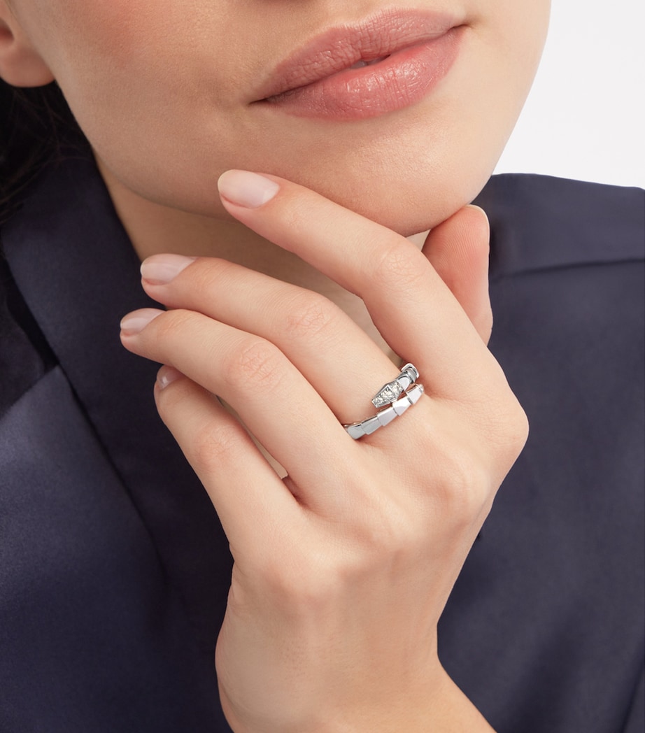 Bvlgari White Gold and Diamond Serpenti Viper Ring White Gold Image 3