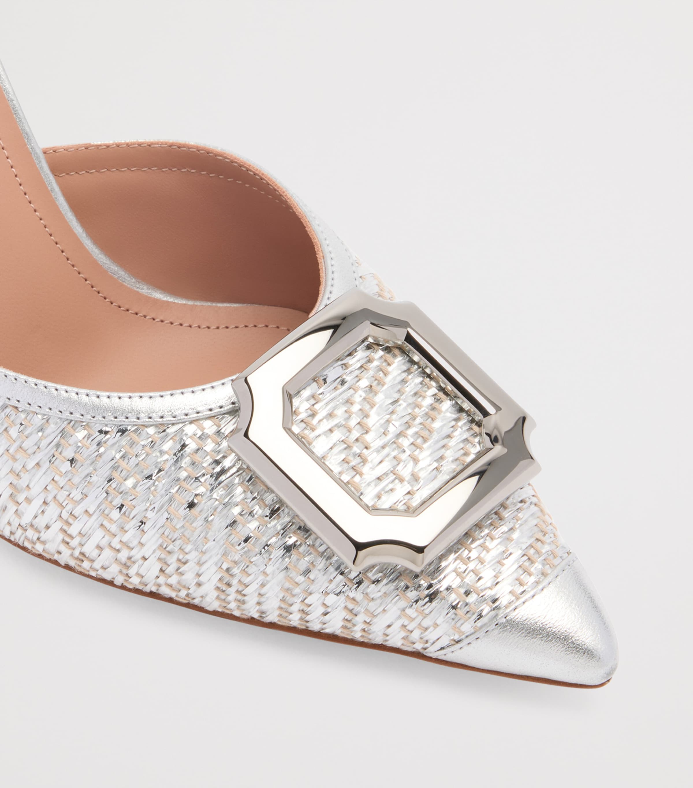 Metallic Raffia Mona Heeled Mules 70 SILVER Image 5