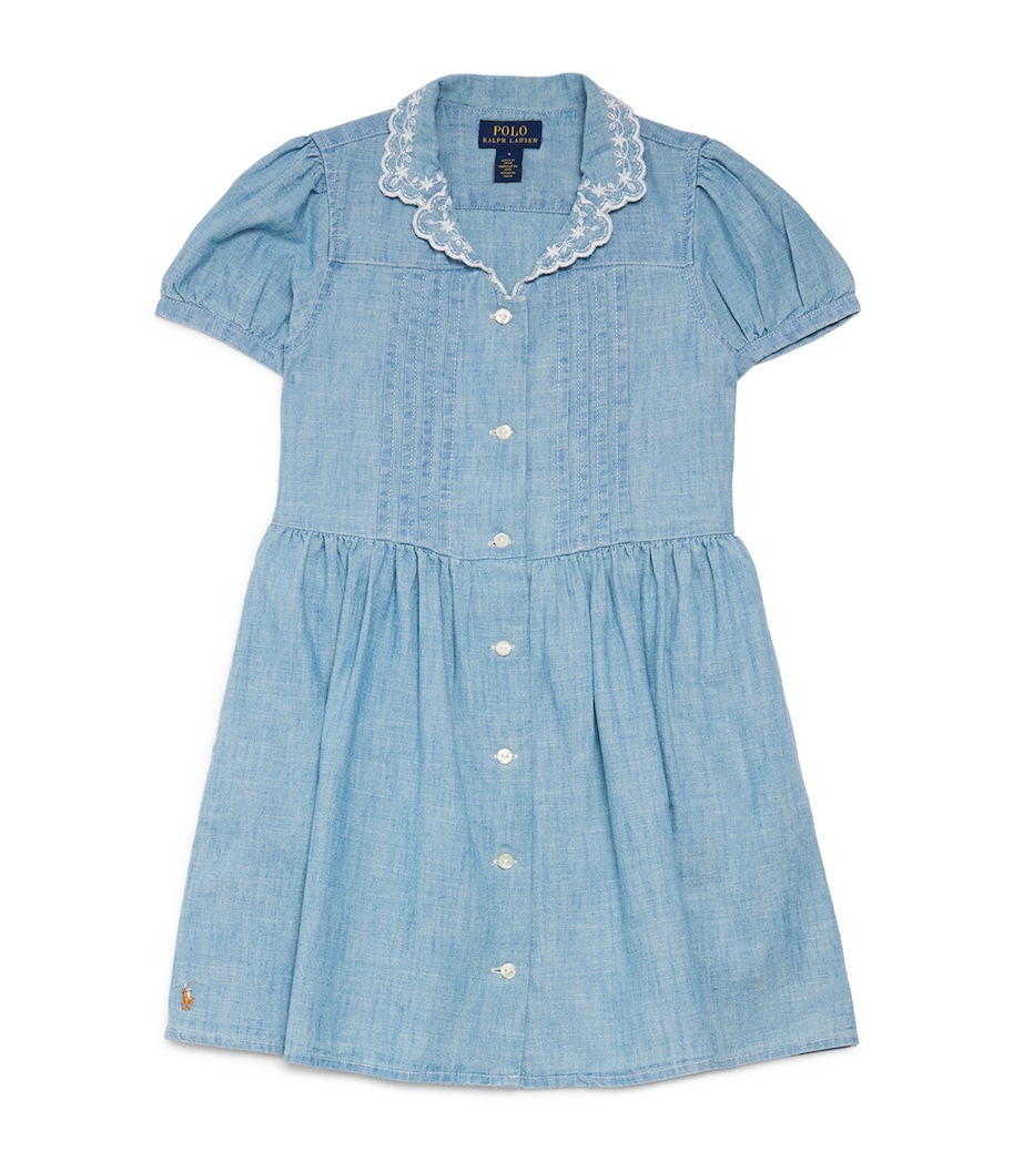 Ralph Lauren Kids Cotton Chambray Shirt Dress (2-7 Years) New Medium Wash Image 1