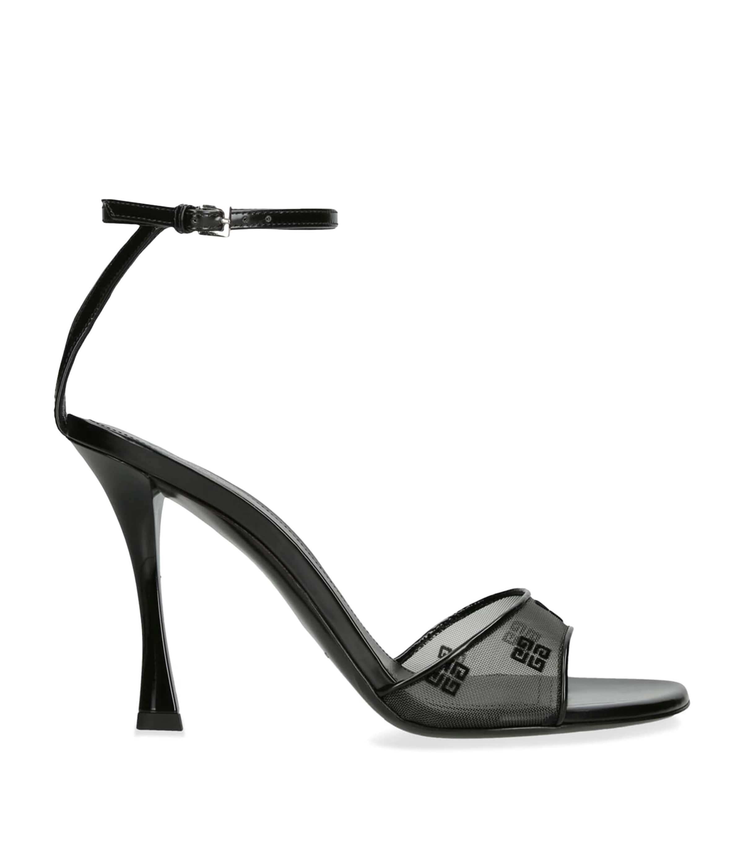 Givenchy Black Stitch 4g Mesh Heeled Sandals In 001-black