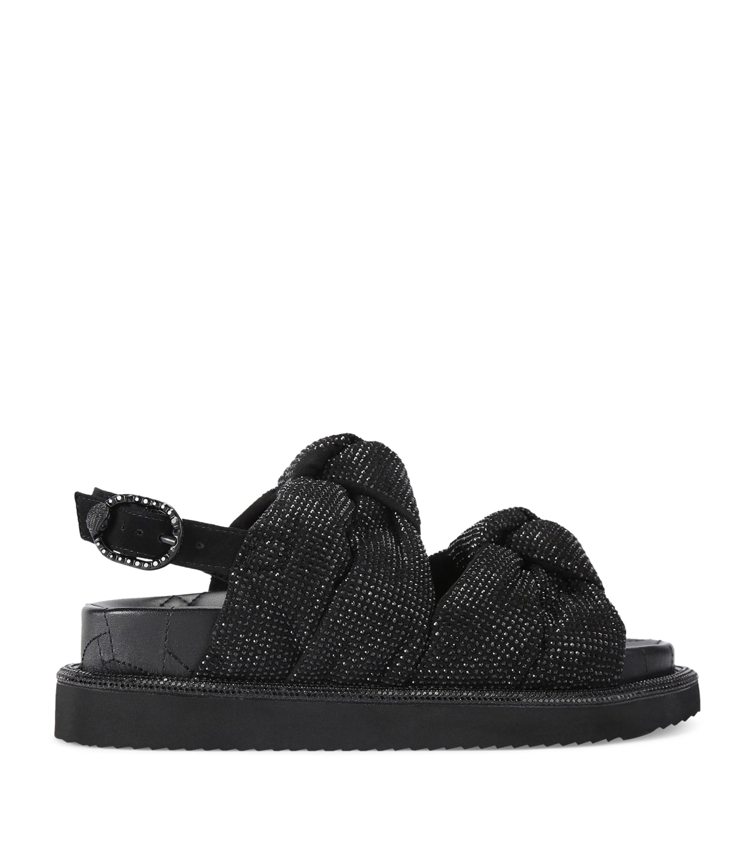 Kurt Geiger Rhinestone Orson Crossover Sandals In Black