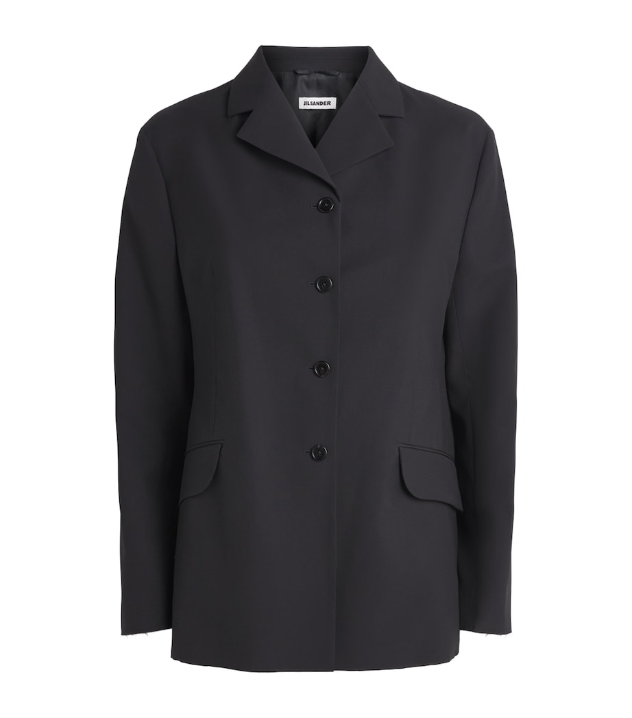 Jil Sander Womens Wool Gabardine Blazer Black Image 1