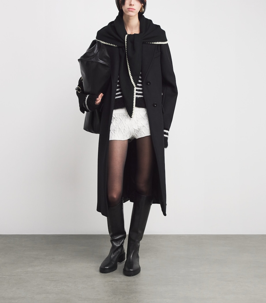 Wool-Cashmere Embroidered Scarf BLACK Image 3