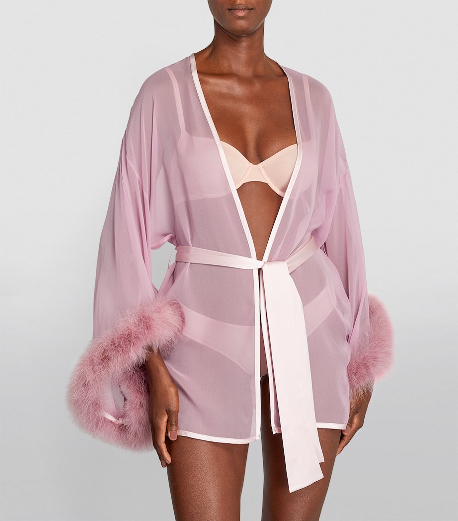 Silk Marabou Feather-Trimmed Diana Robe BOUDOIR ROSE Image 3