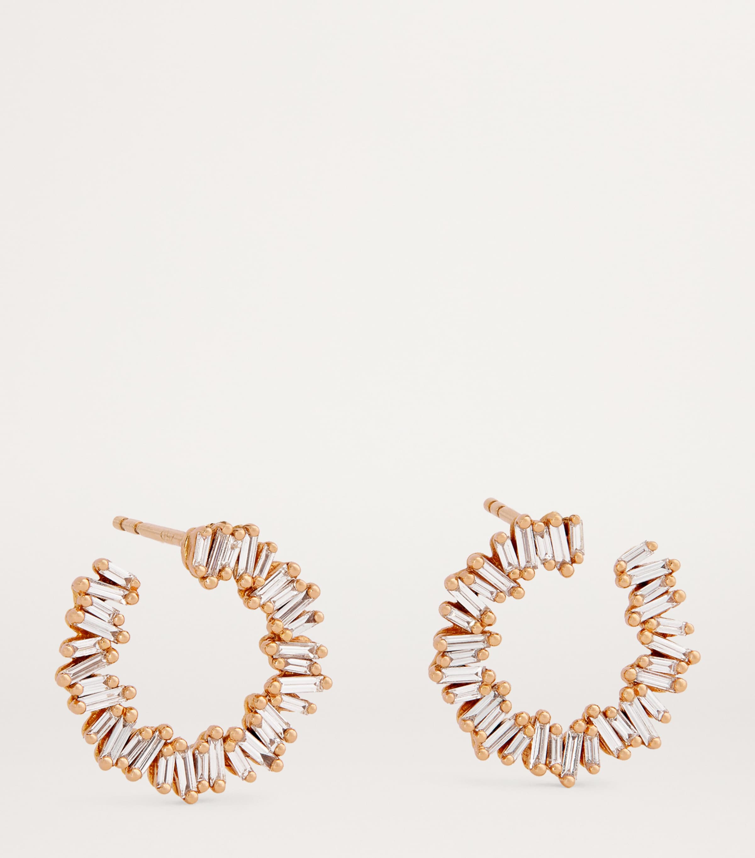 Suzanne Kalan Rose Gold and Diamond Classic Mini Sideways Hoop Earrings Rg/wd Image 3