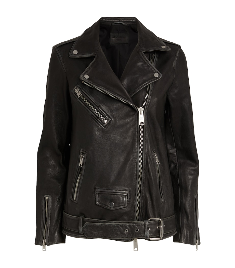 AllSaints Womens Leather Billie Biker Jacket Black Image 1