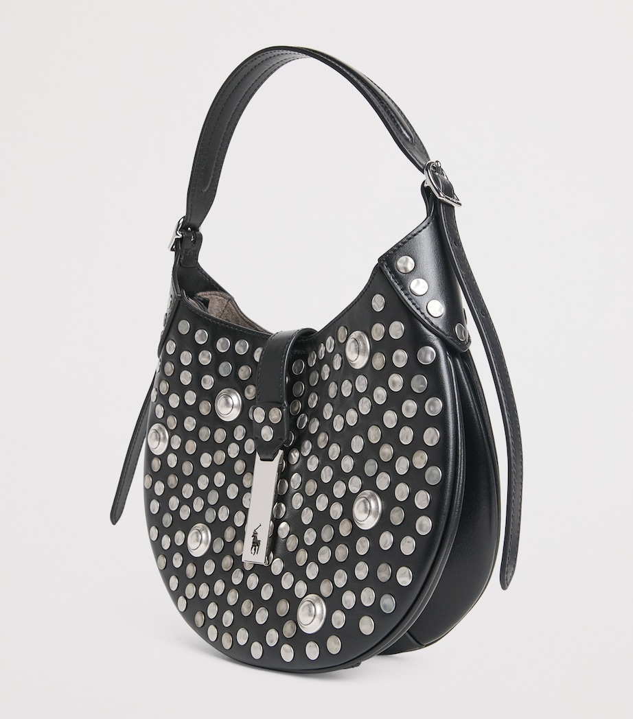 Polo Ralph Lauren Leather Studded Polo ID Shoulder Bag Black Image 6