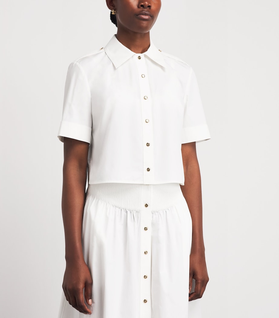 Tory Burch Womens Poplin Short-Sleeve Shirt White Image 4