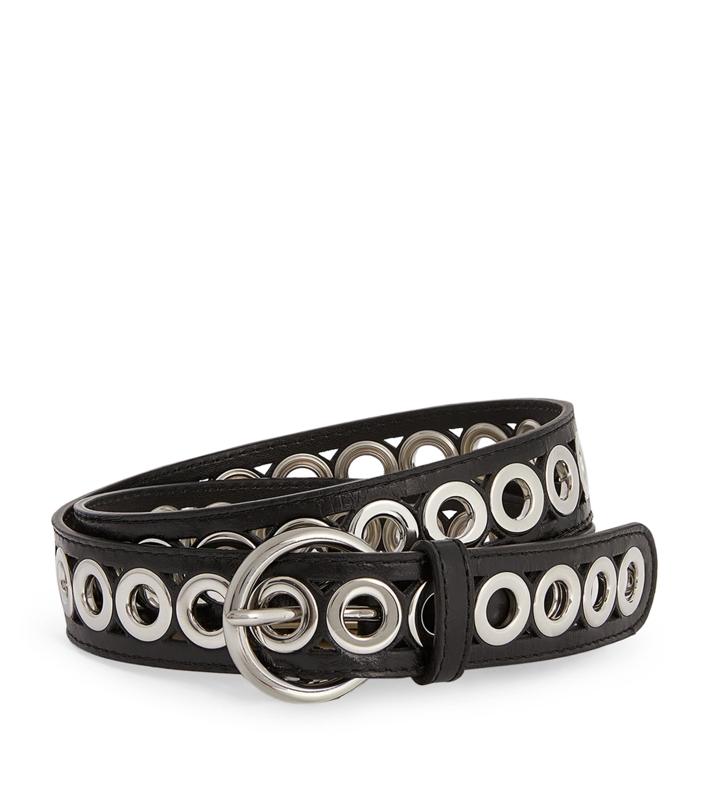 Sandro Leather Loop-embellished Belt In Black