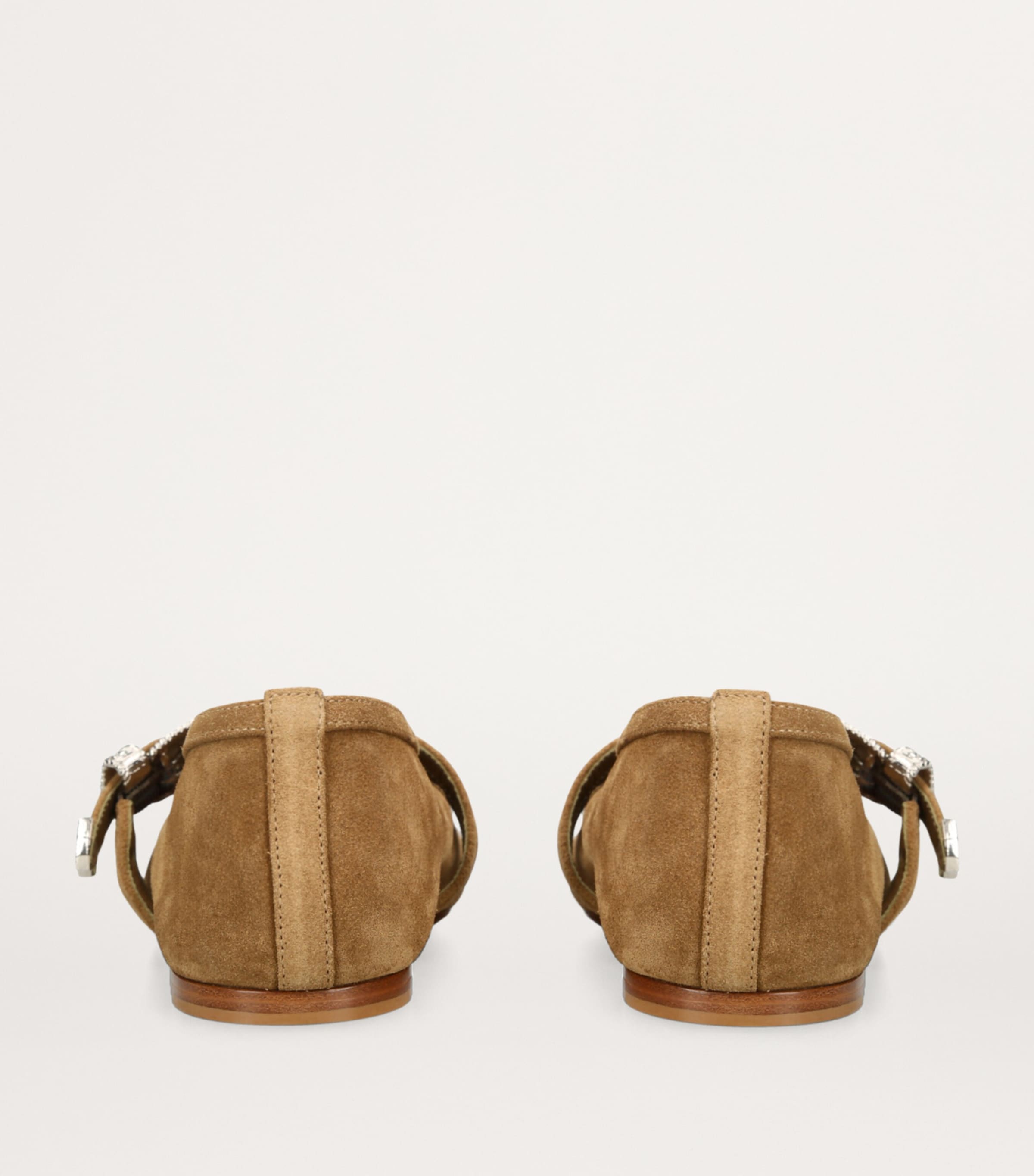 Suede Buckle Claudia Ballet Flats TAUPE Image 3