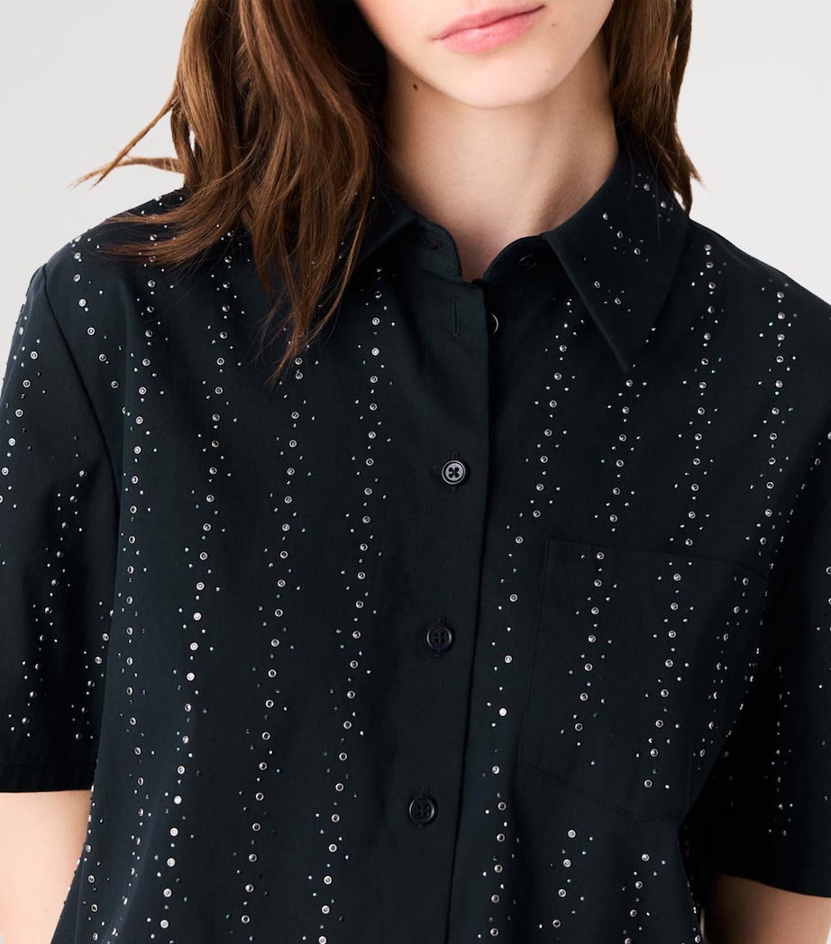 Maje Womens Rhinestone-Embellished Shirt Navy Image 7