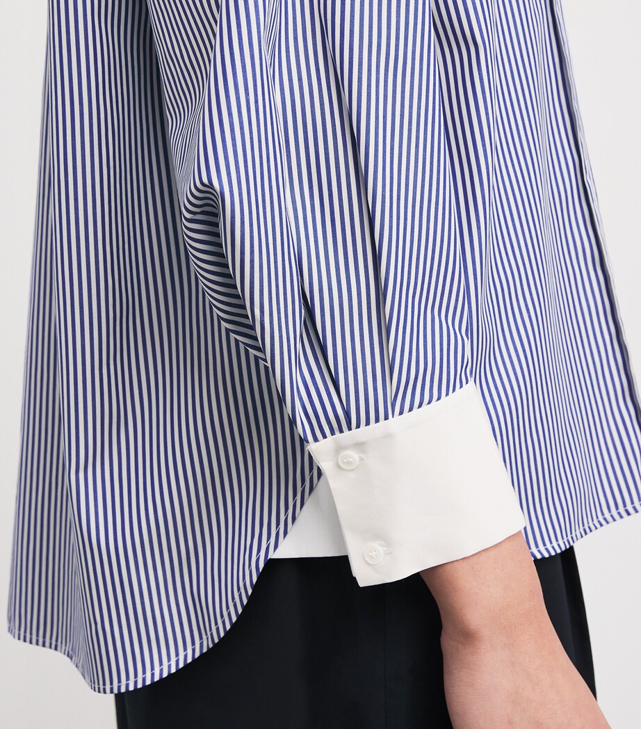 Contrast-Collar Stripe Shirt BLU / WHITE Image 6
