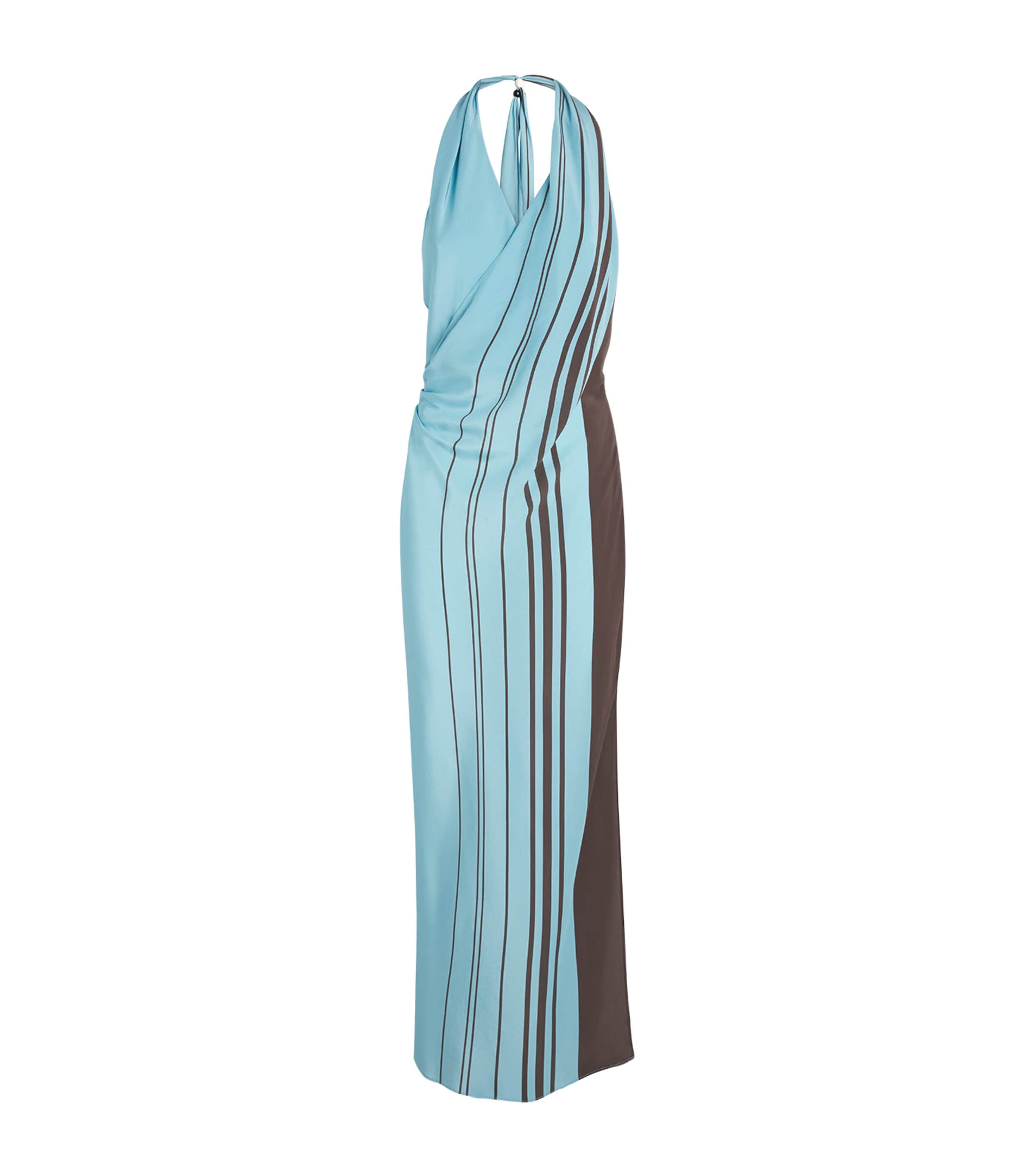 Sir Striped Halterneck Maxi Dress In Blue