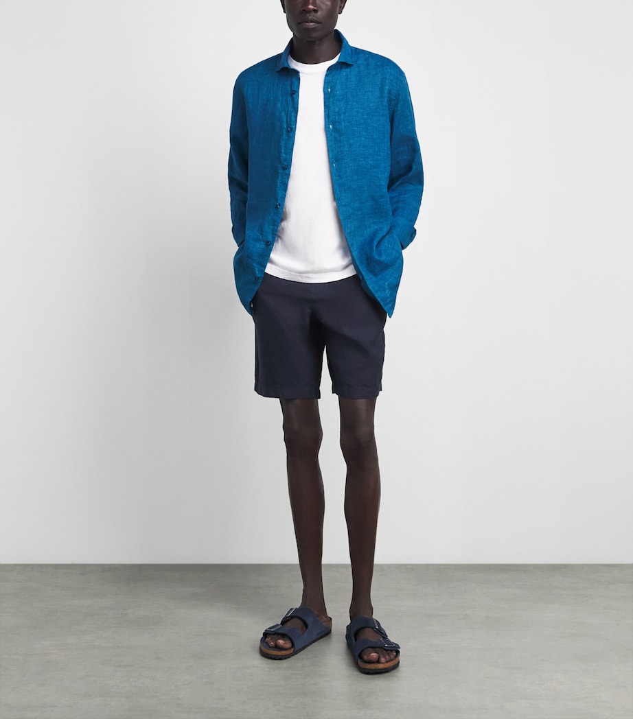 Frescobol Carioca Mens Linen Antonio Shirt Teal Image 2