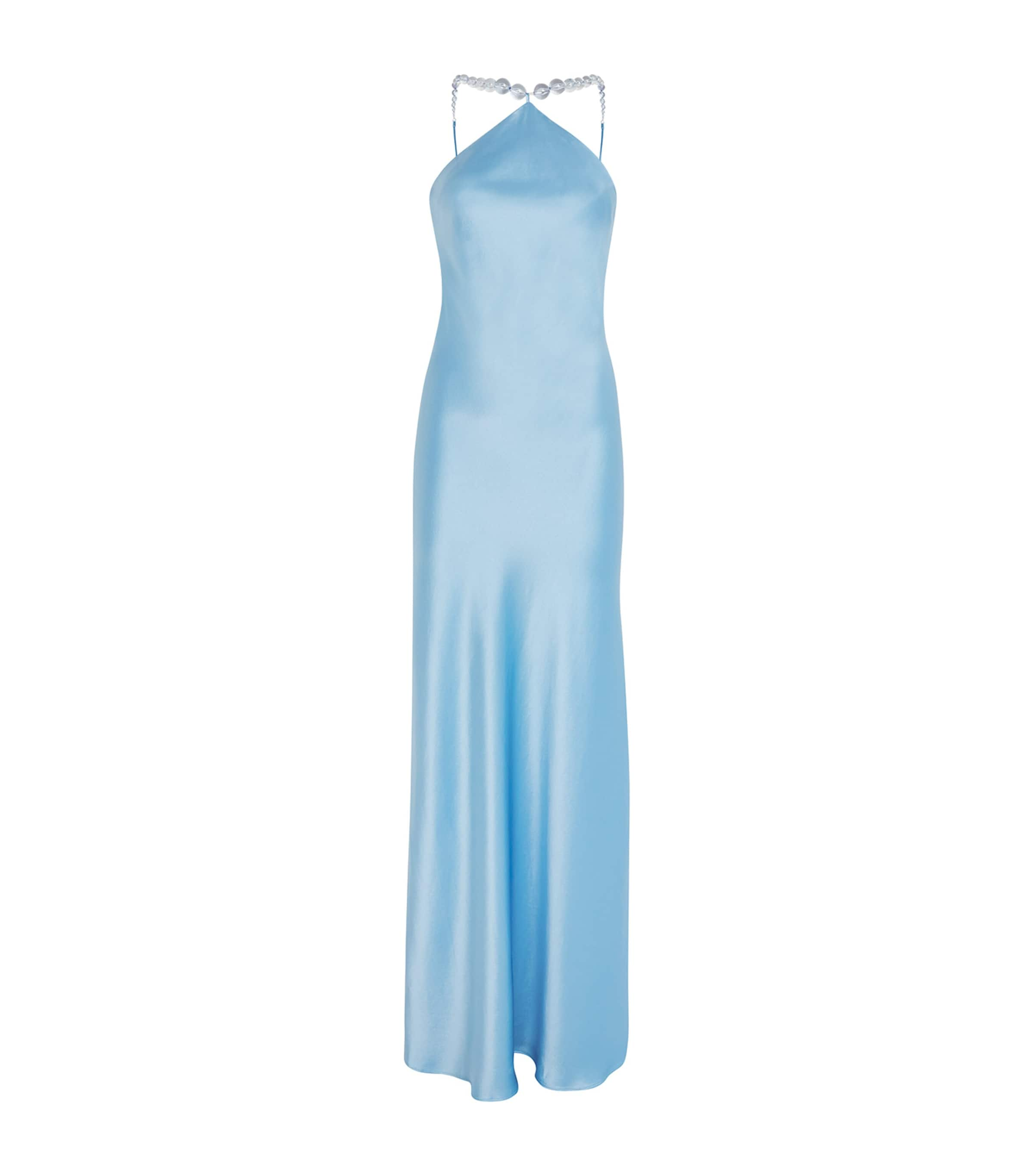 Shop Staud Satin Cadence Maxi Dress In Blue