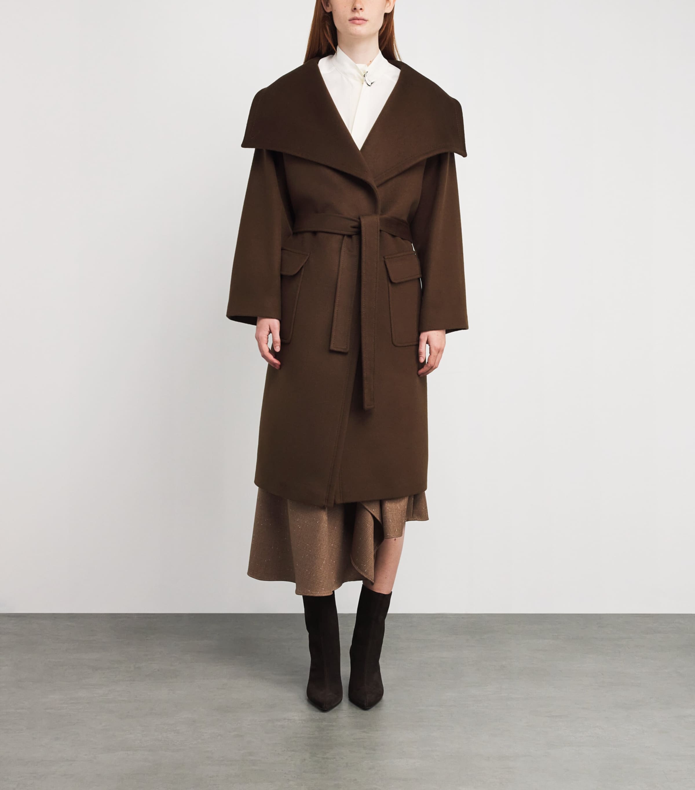 Wool-Cashmere Wrap Coat BROWN Image 3