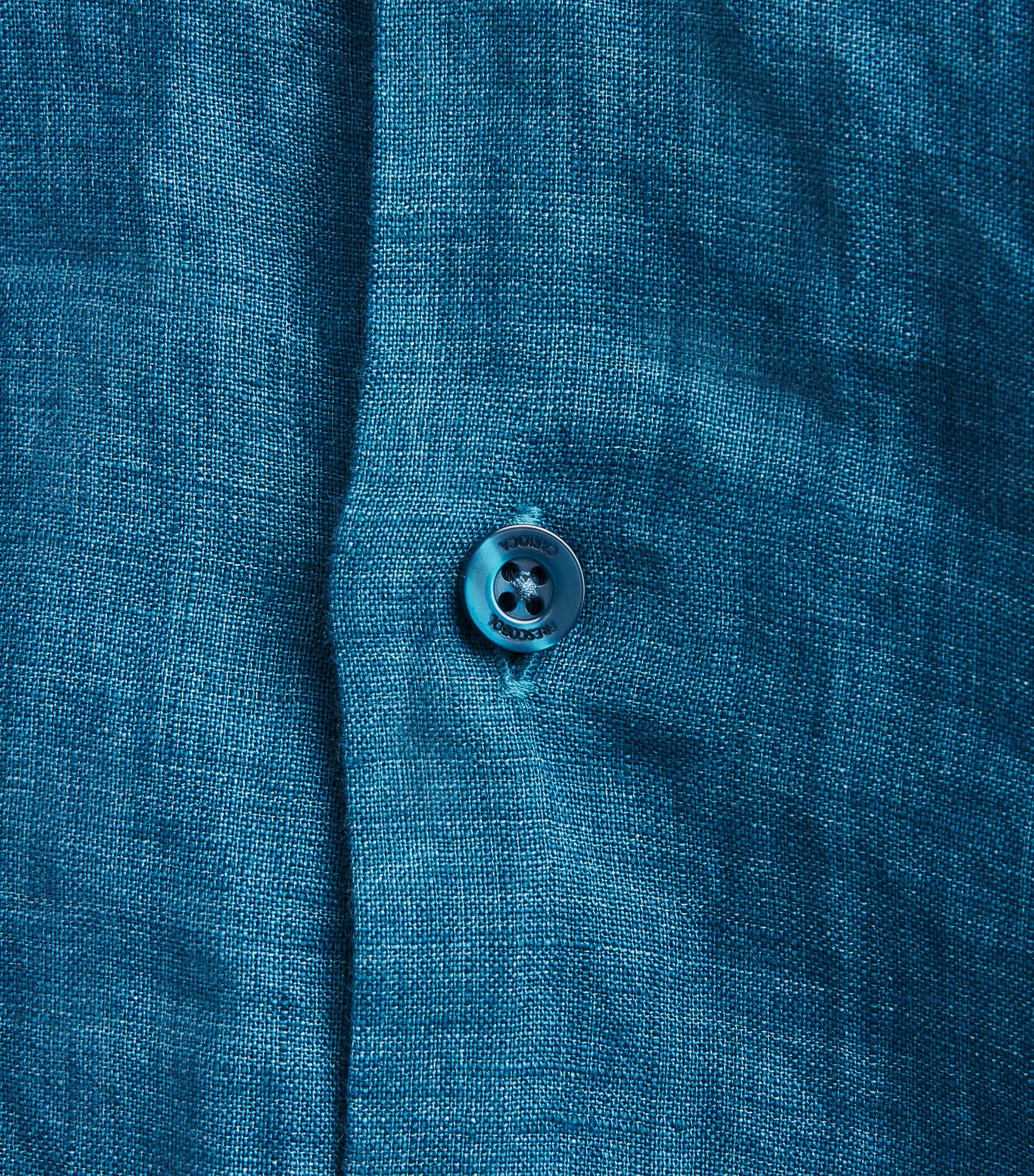 Frescobol Carioca Mens Linen Antonio Shirt Teal Image 6