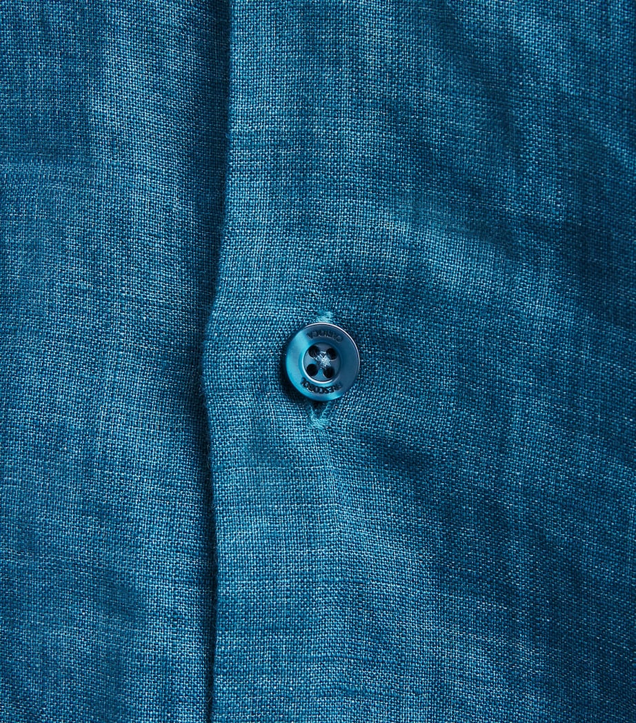 Frescobol Carioca Mens Linen Antonio Shirt Teal Image 6