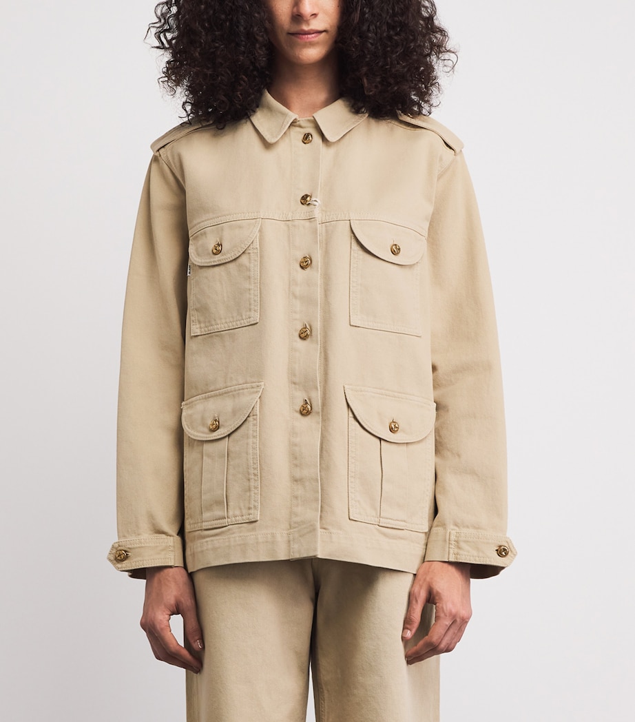 Blazé Milano Womens Nariida Sahariana Denim Jacket Almond Image 4