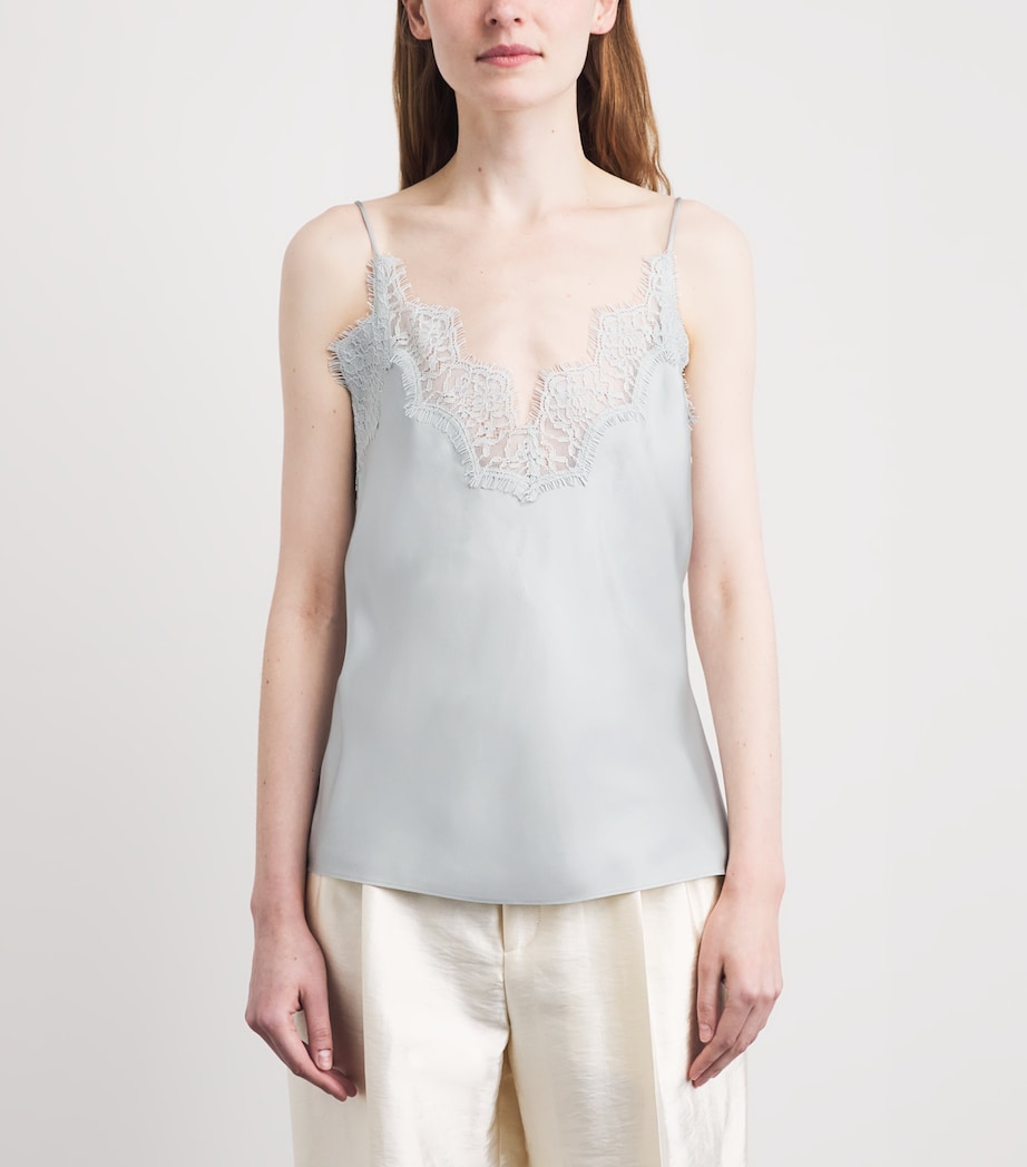 Róhe Womens Silk Lace-Trim Cami Top Foam Image 4