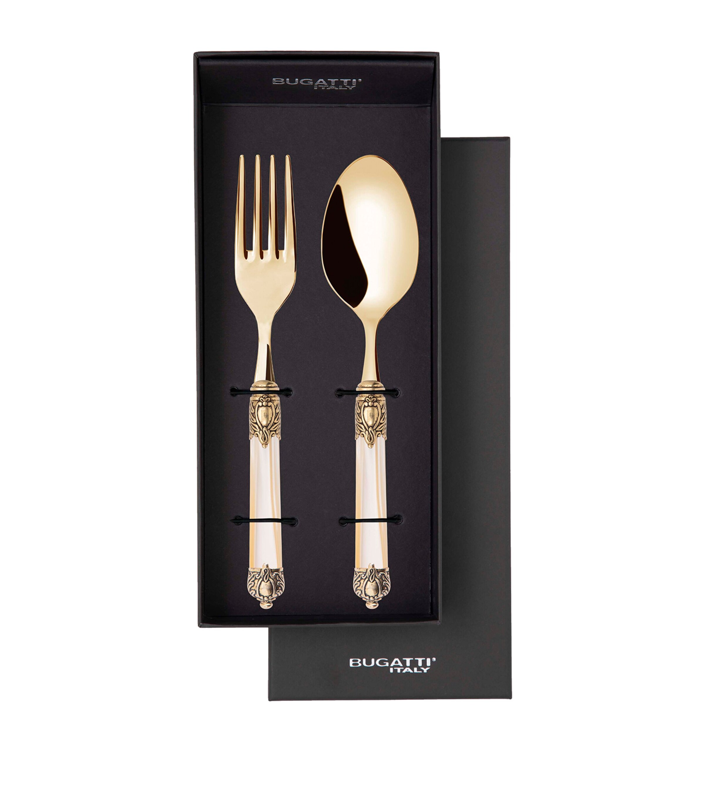 Bugatti Stainless Steel Rinascimento 2-Piece Serving Set Pvd Gld Ivory Hndle Image 2