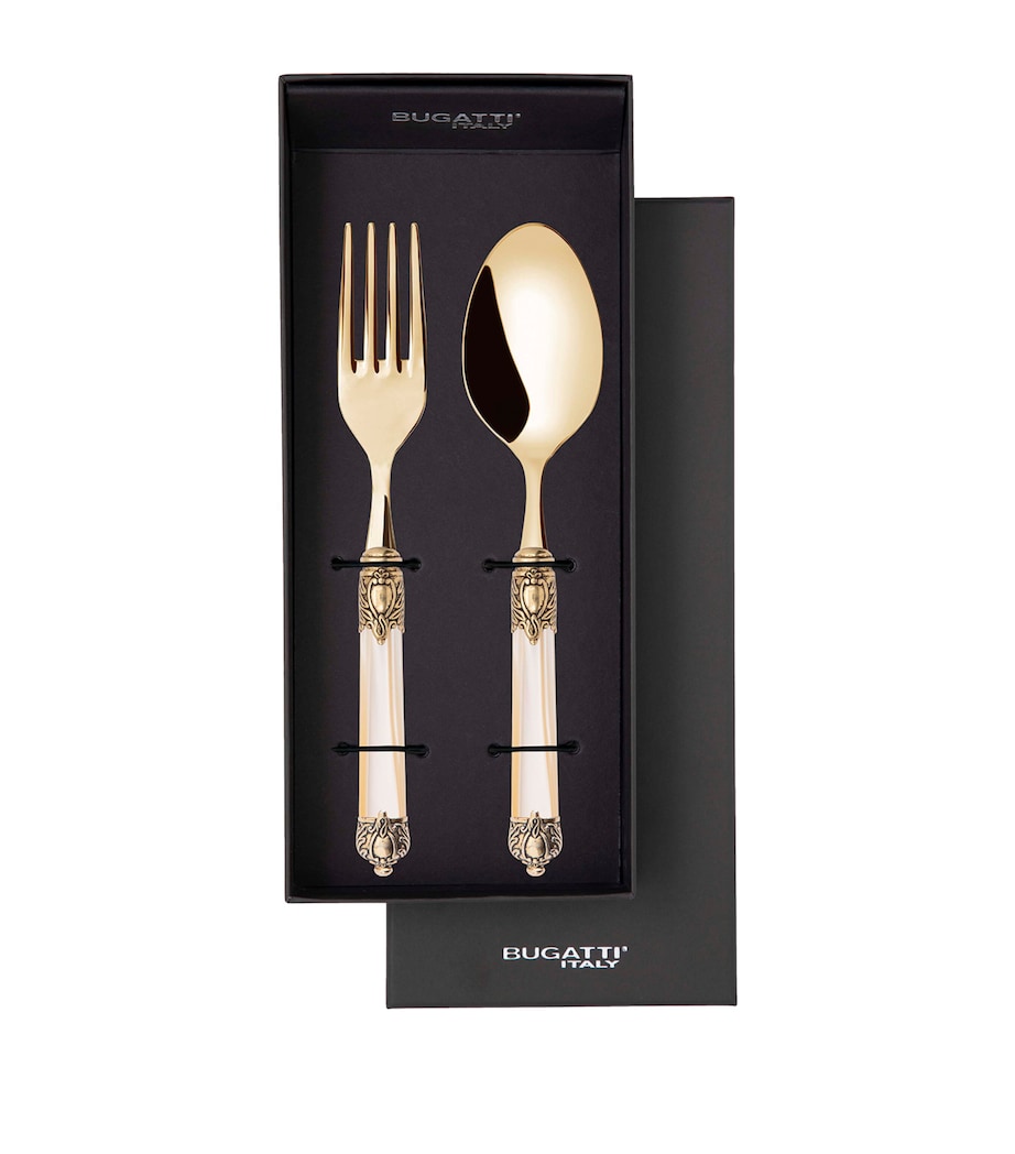 Bugatti Stainless Steel Rinascimento 2-Piece Serving Set Pvd Gld Ivory Hndle Image 2