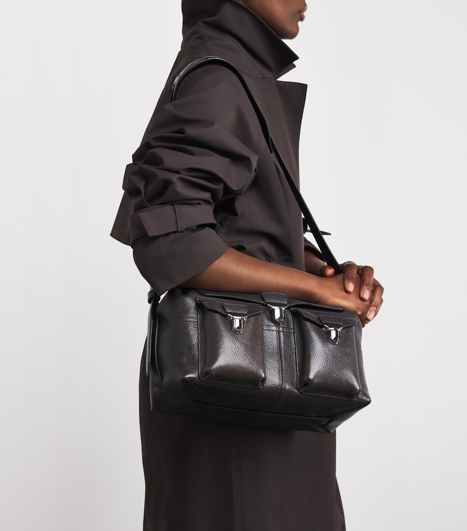 Medium Leather Gear Shoulder Bag GR104 DARK MINK Image 2