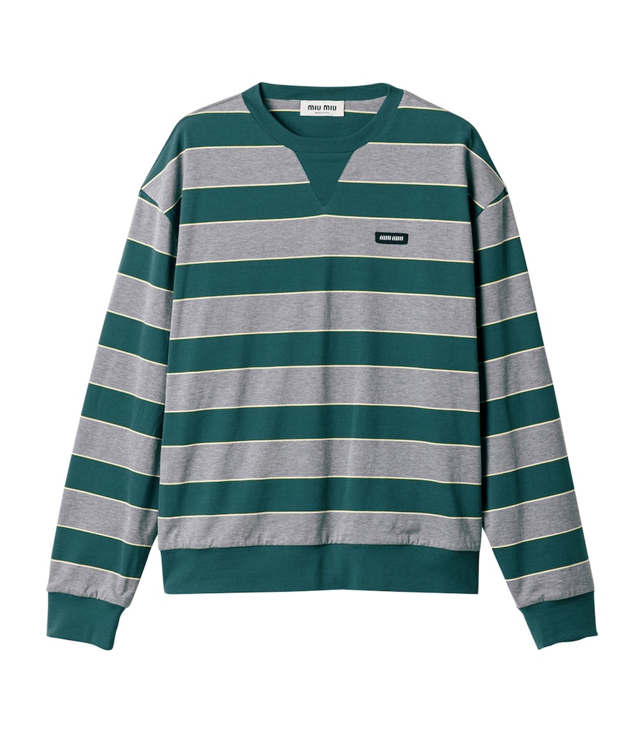 Miu Miu Womens Cotton Stripe Sweatshirt Image 1