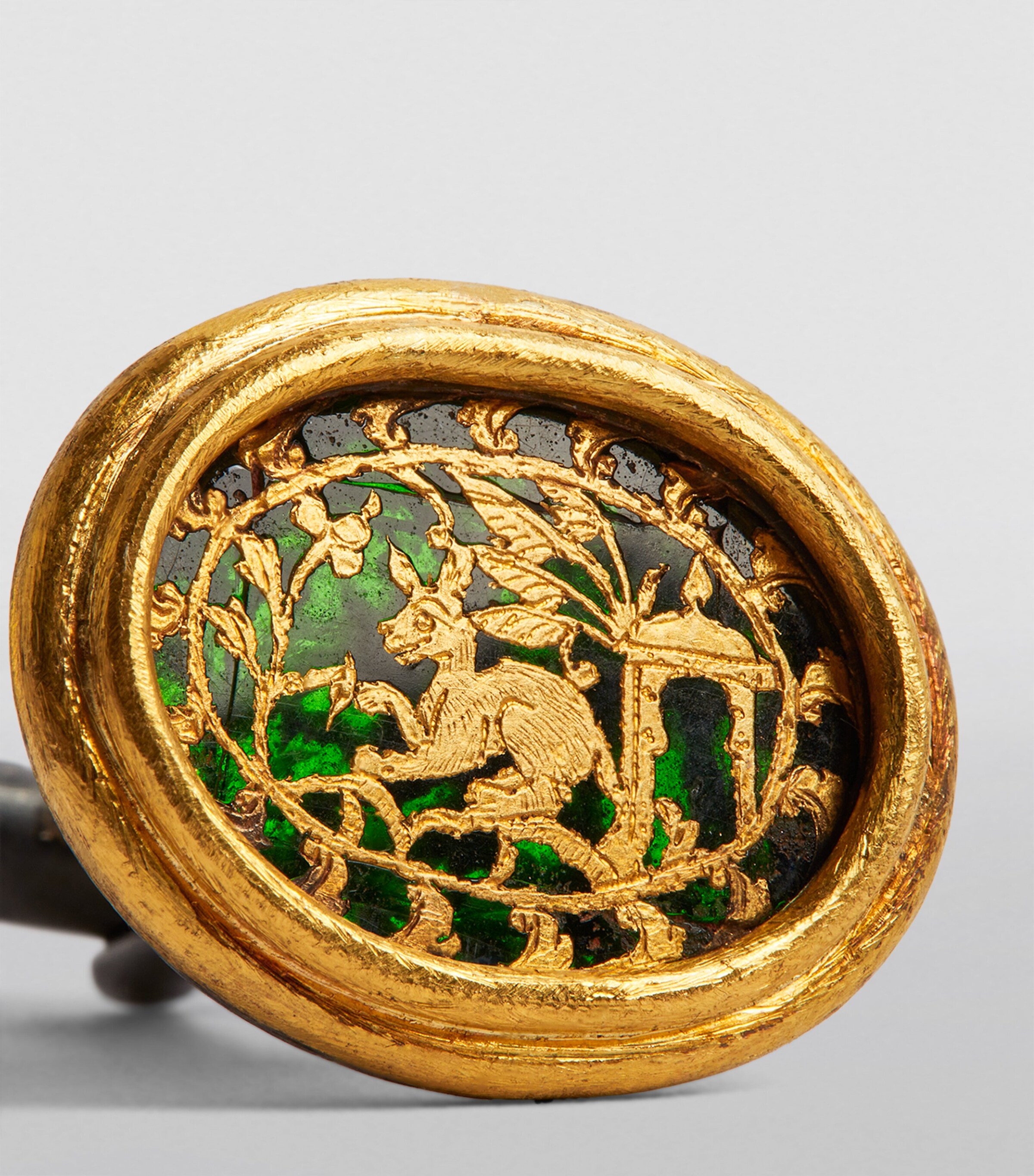 Brooski Indian Antique Glass and Gold Cufflinks Gold/glass Image 5