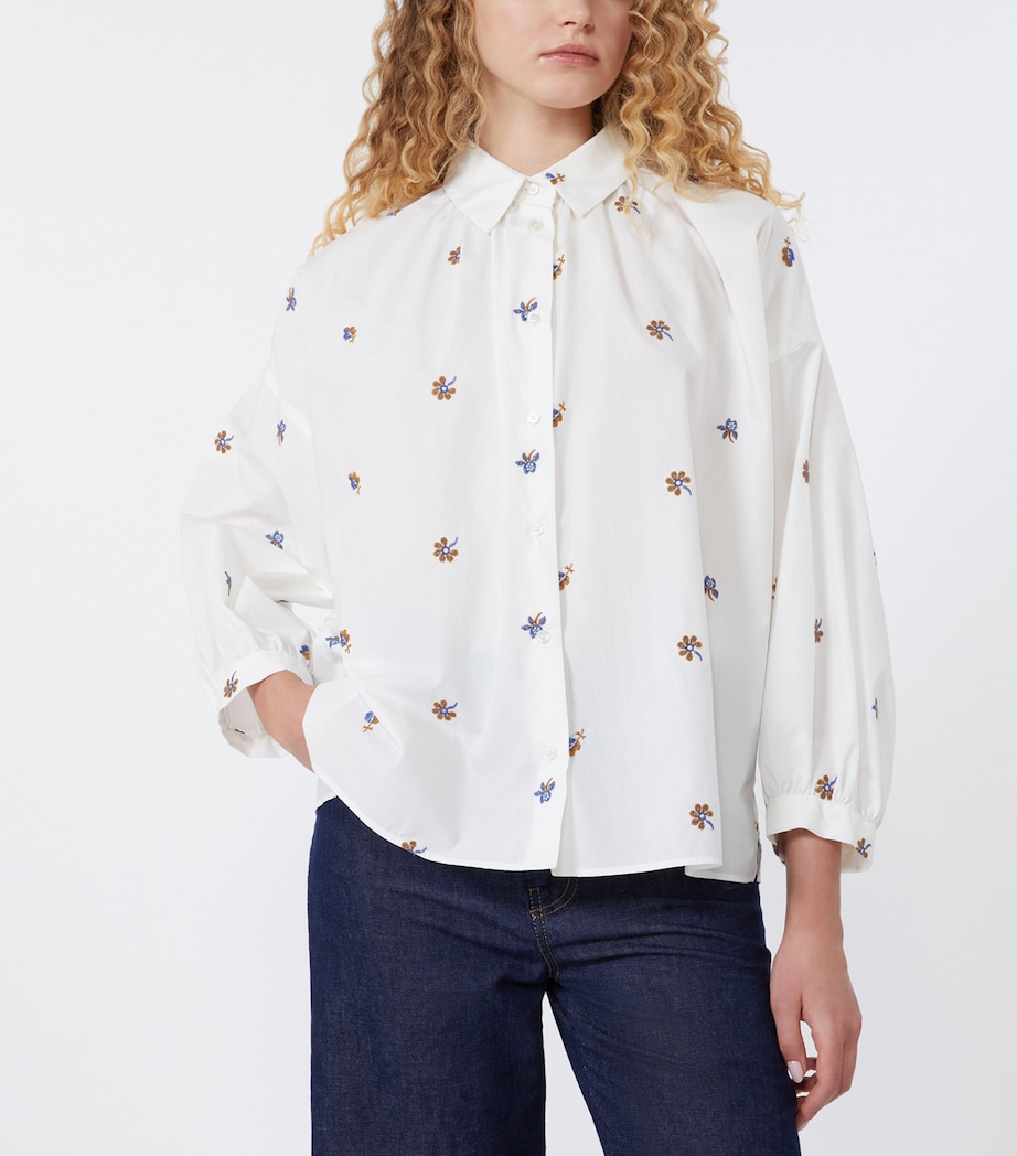 Weekend Max Mara Womens Poplin Embroidered Shirt White Image 3