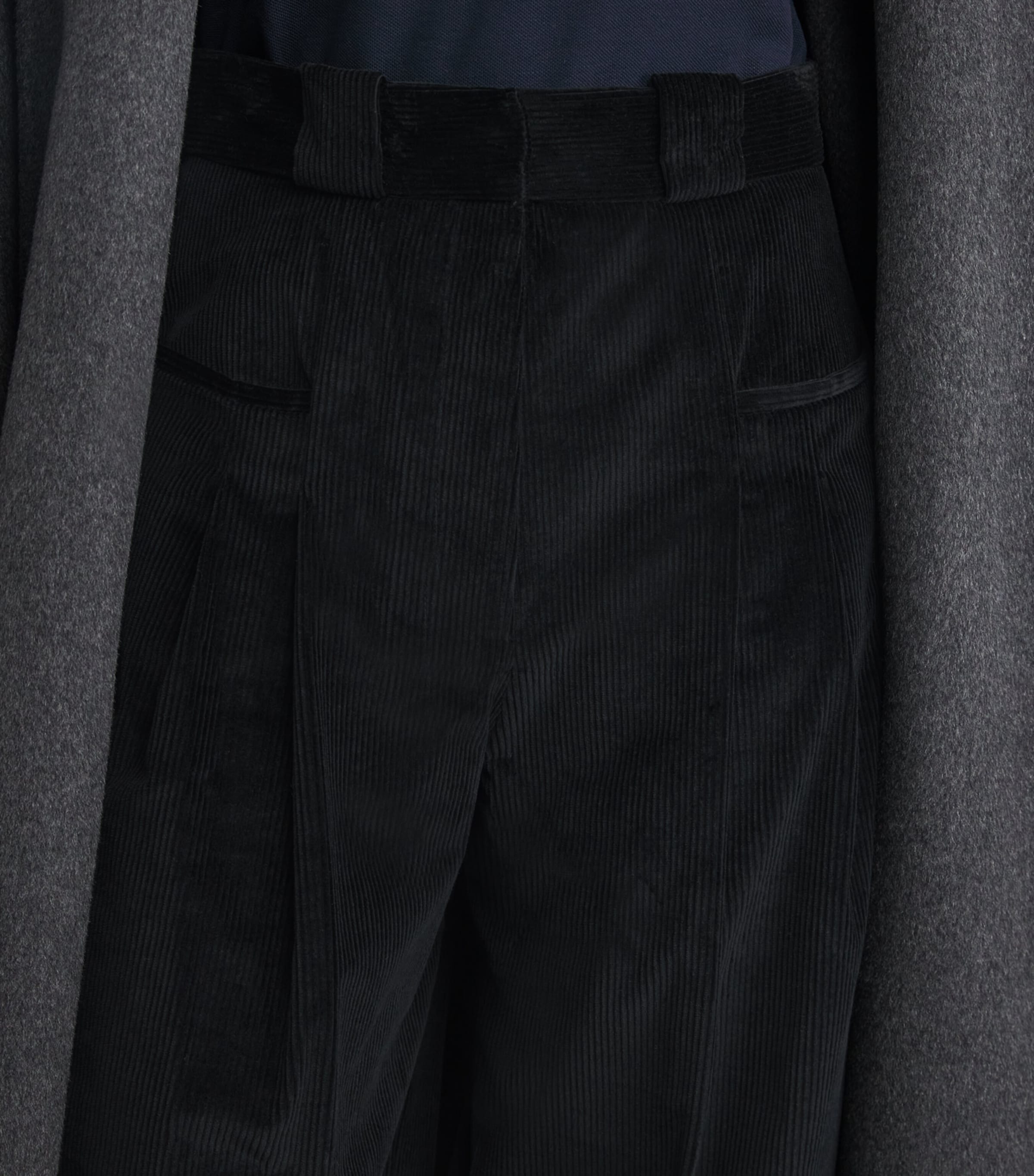 Corduroy Wide-Leg Tailored Trousers BLACK Image 6