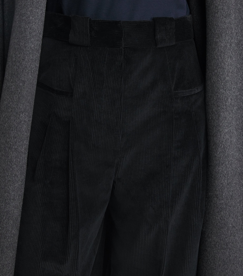 Corduroy Wide-Leg Tailored Trousers BLACK Image 6