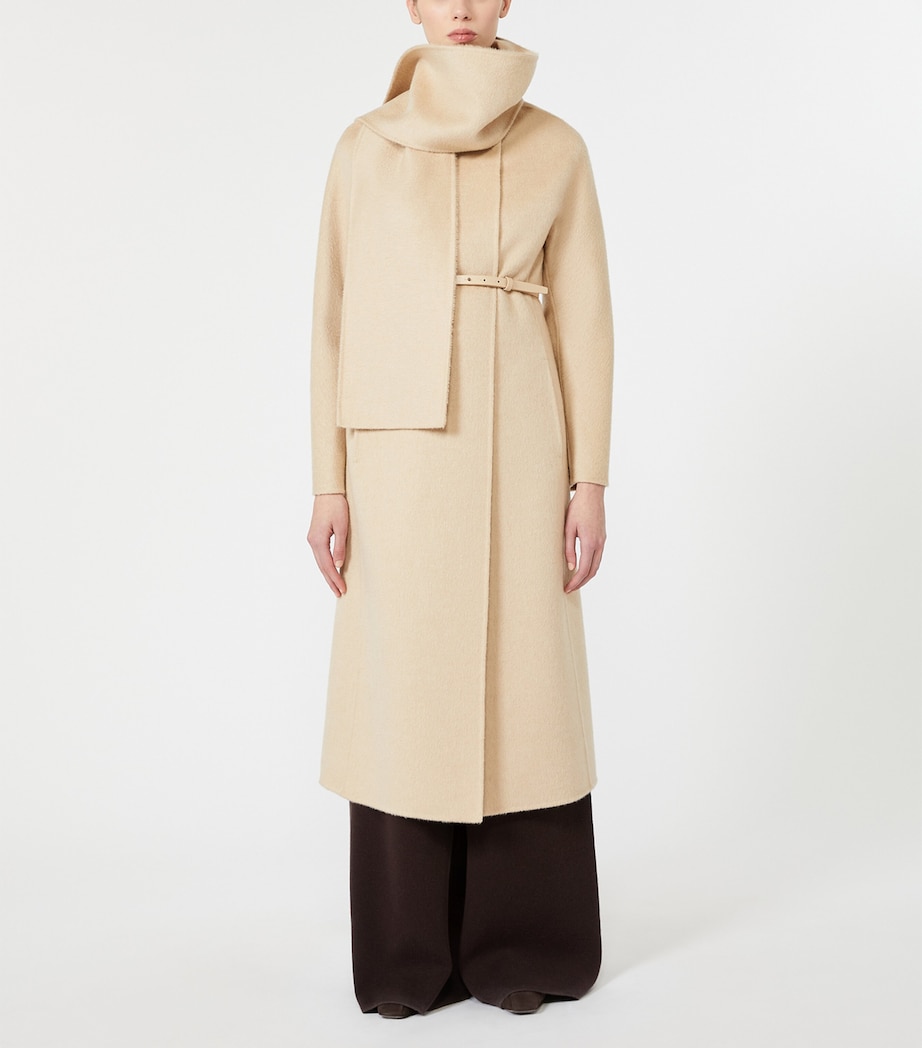 Max Mara Womens Camel-Mohair Wrap Coat Beige Image 5