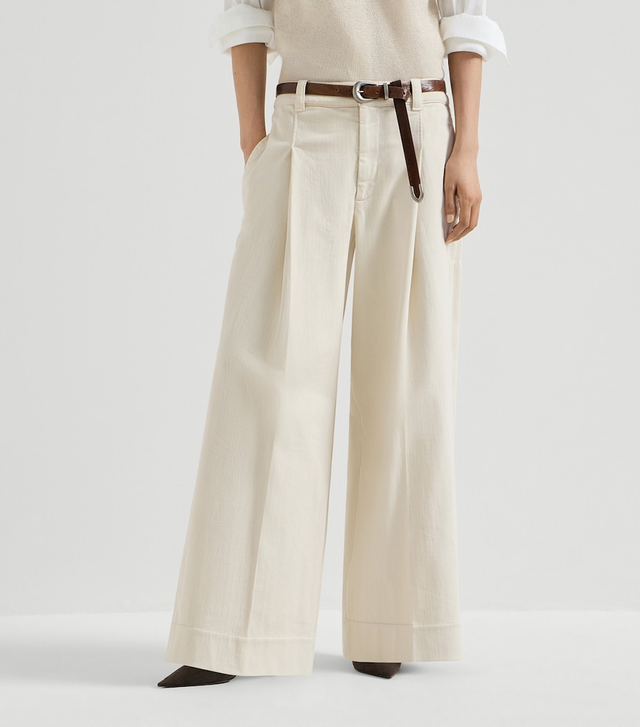 Brunello Cucinelli Womens Cotton Twill Cuffed Trousers Image 3