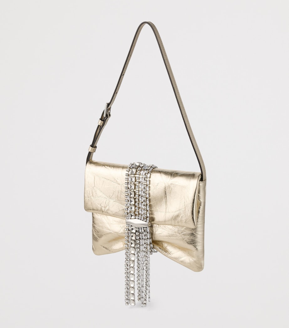 Zandra Leather Embellished Shoulder Bag LIGHT PLATINUM/SILVE Image 2