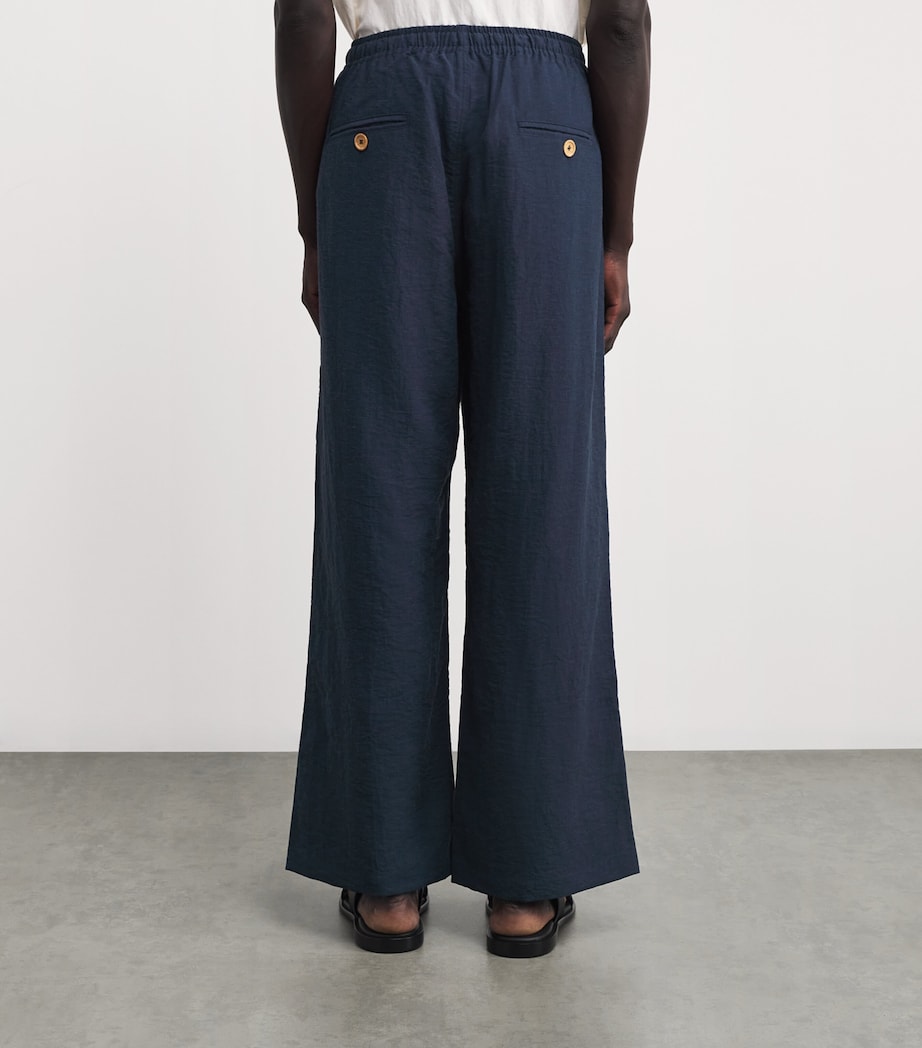Wide-Leg Drawstring Trousers NAVY Image 4