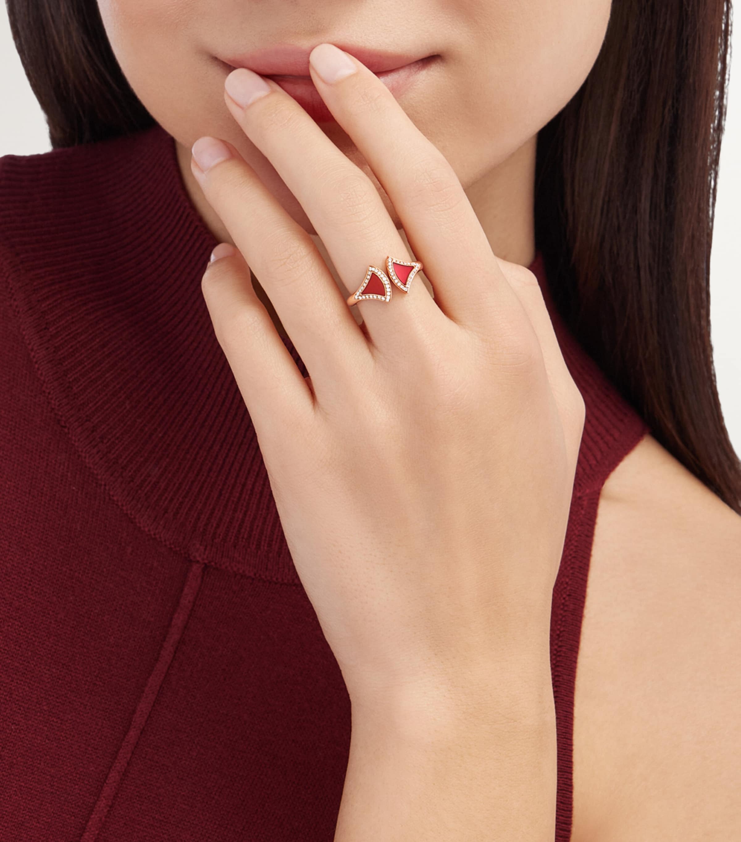 Rose Gold, Diamond and Carnelian Divas' Dream Ring ROSE GOLD Image 2