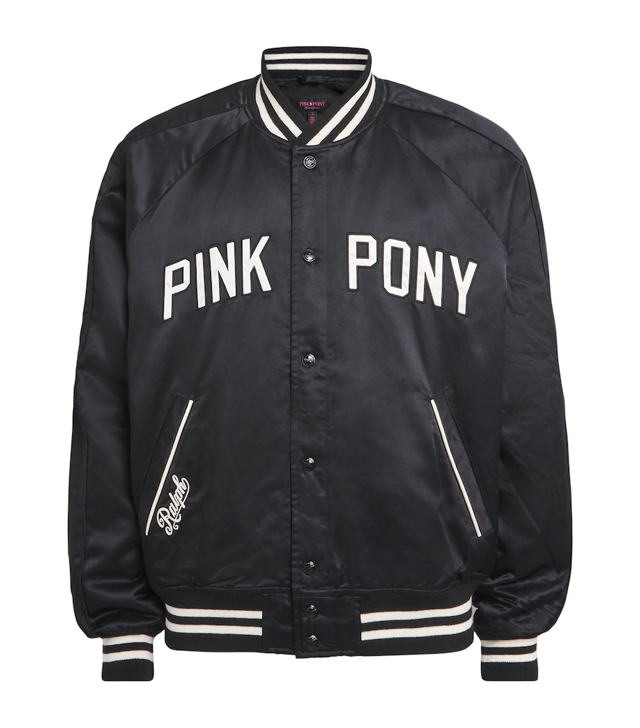 Satin Pink Pony Baseball Jacket POLO BLACK Image 1
