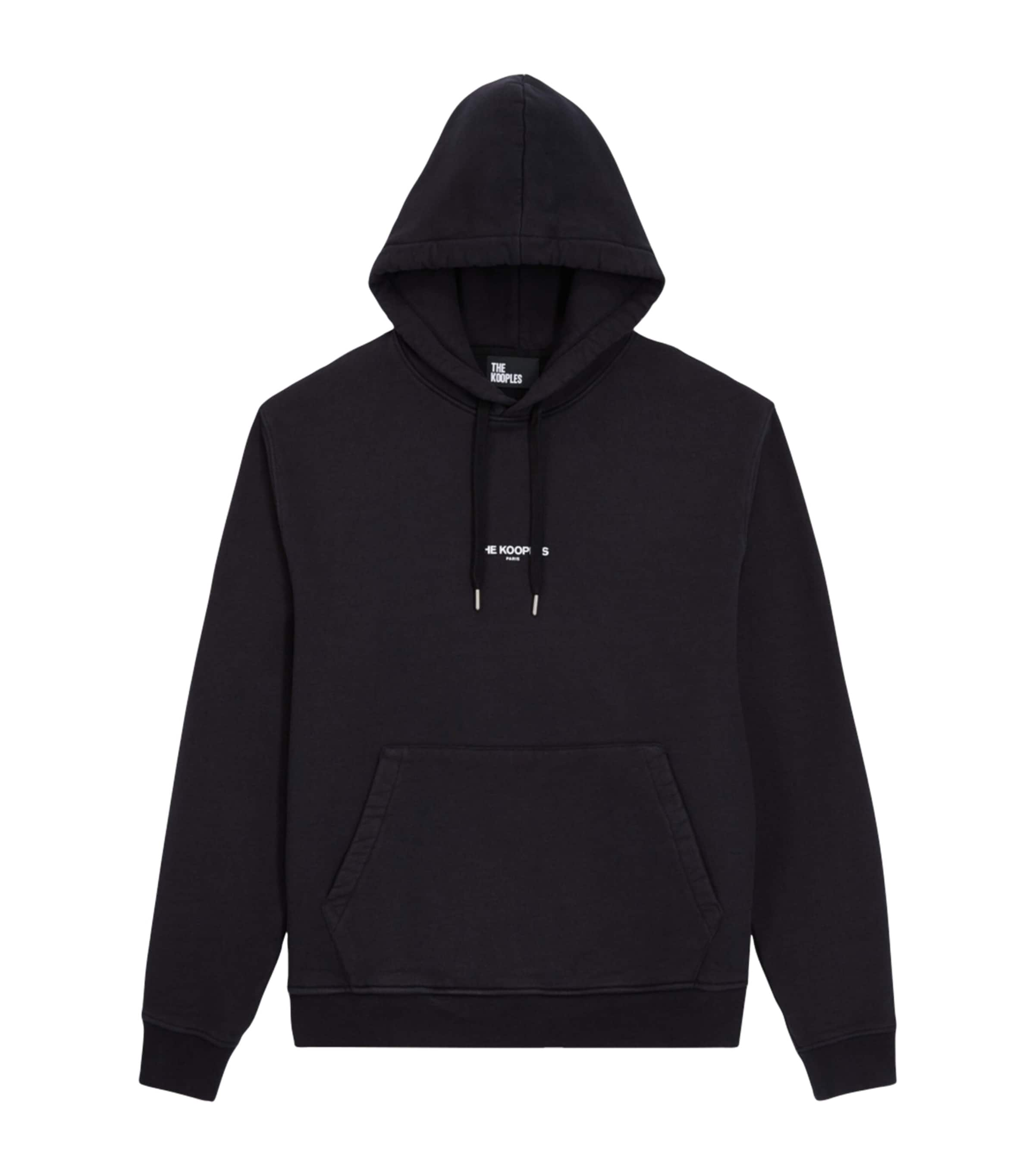 Shop The Kooples Cotton Logo Hoodie In Black