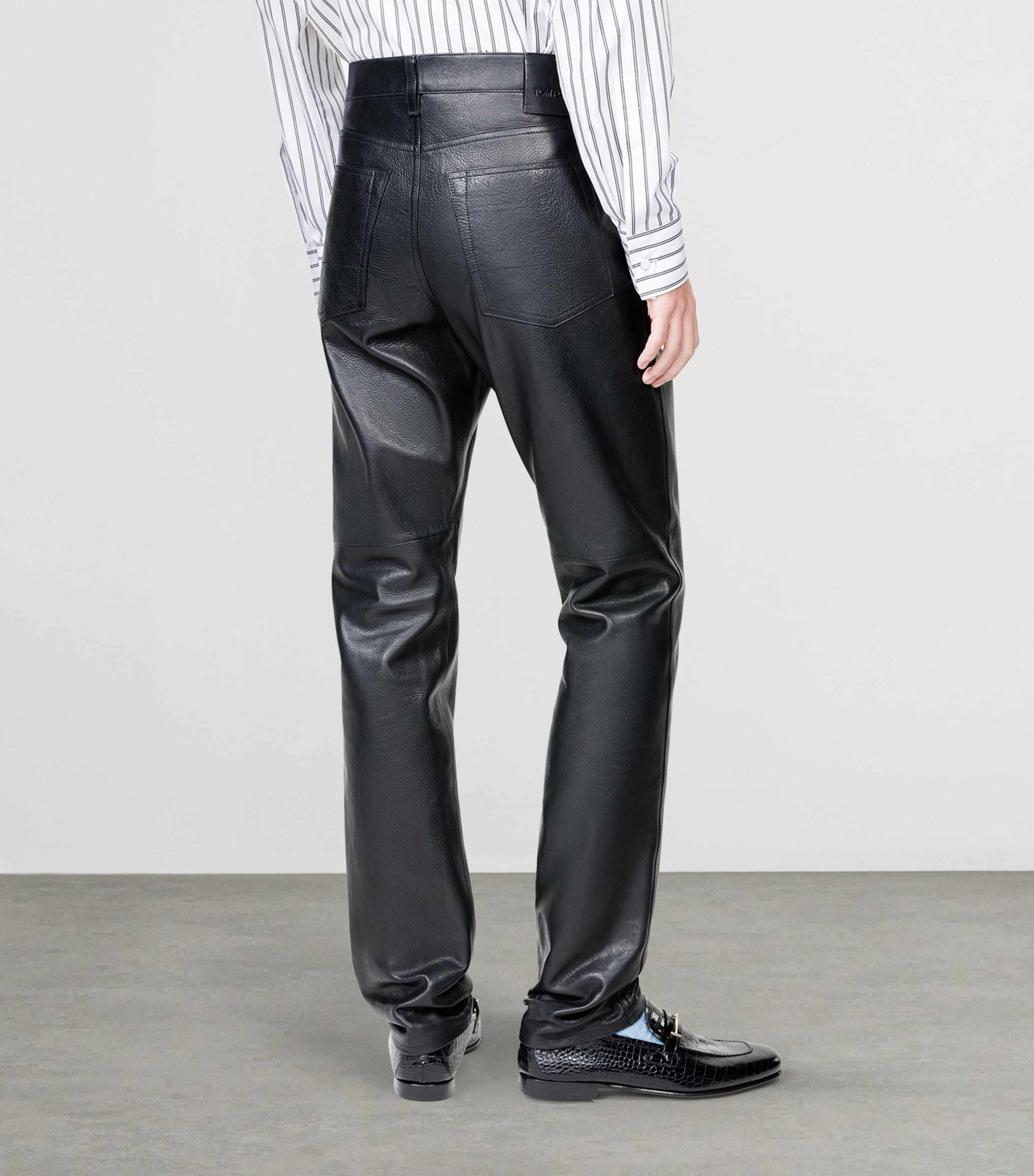TOM FORD Mens Leather Straight Trousers Naa Image 4