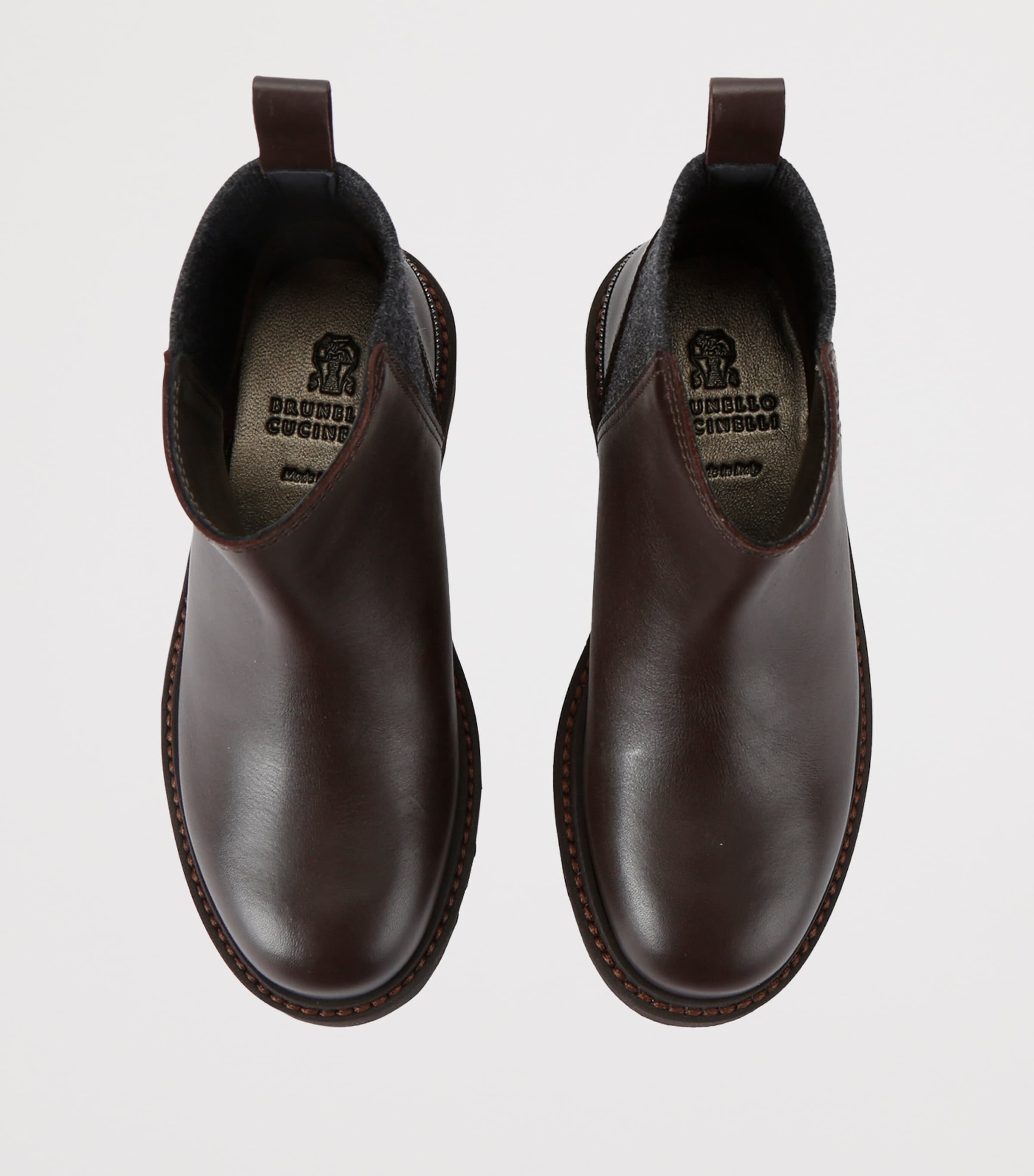 Brunello Cucinelli Kids Leather Ankle Boots Dark Brown Image 4