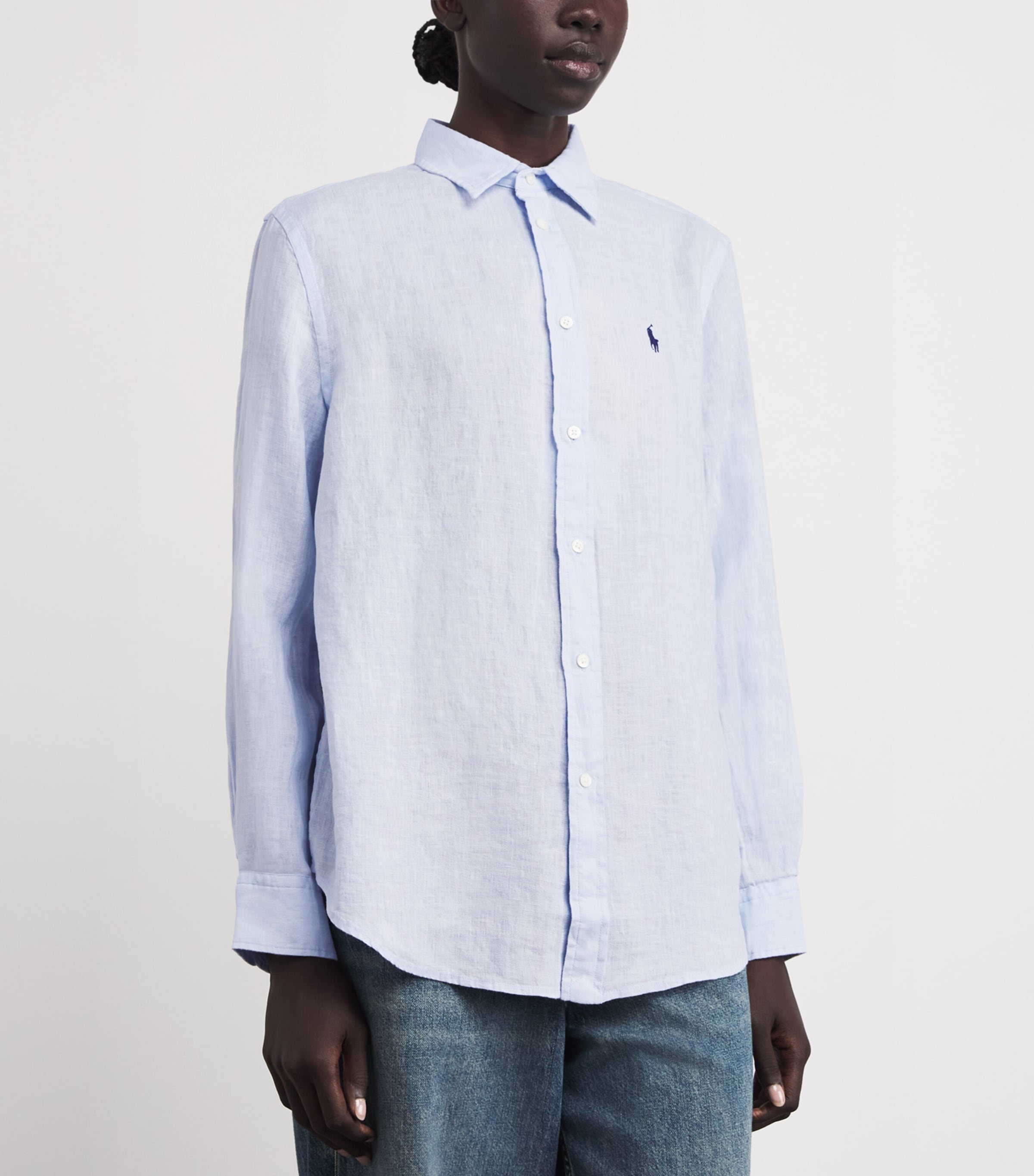 Linen Polo Pony Shirt OXFORD BLUE Image 3